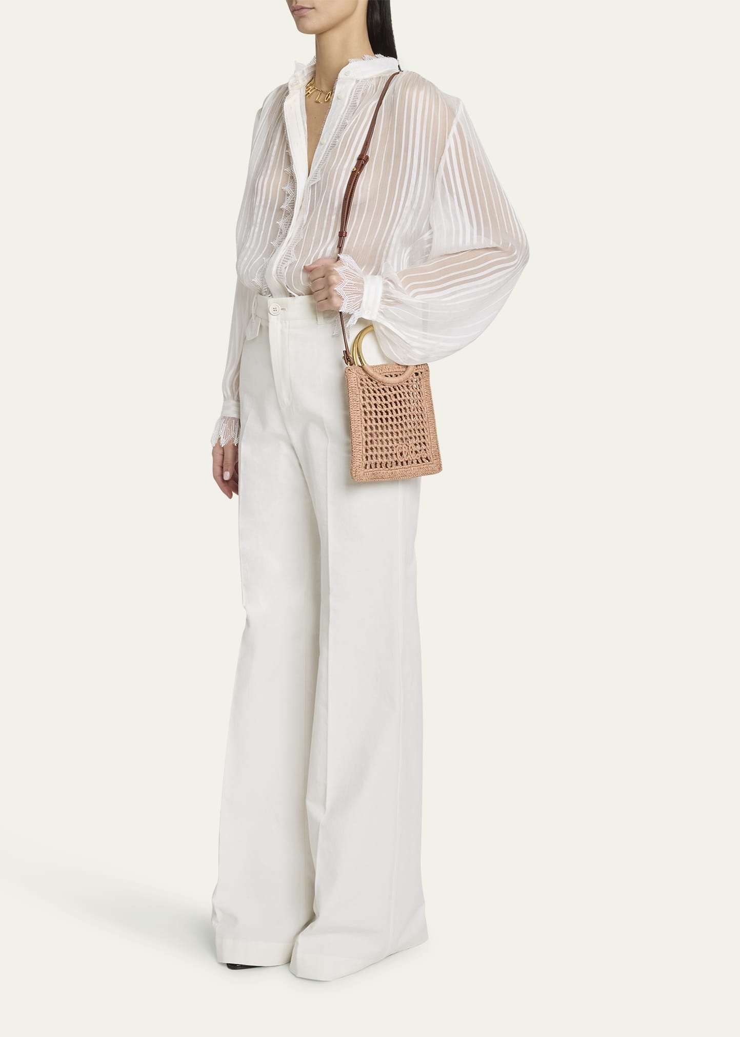 Summer Banana Tote Bag in Crochet Paper and Leather - 2