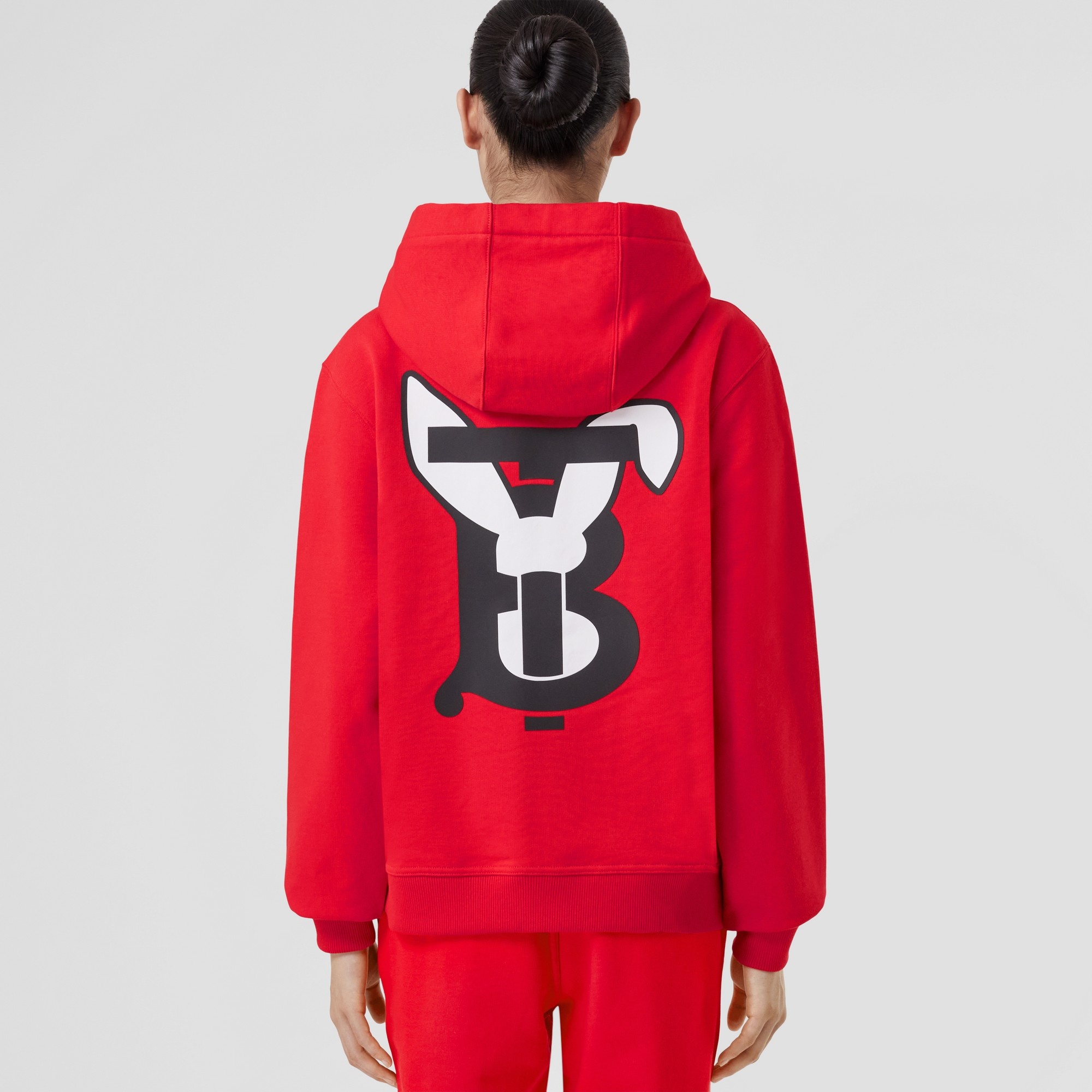 Rabbit Print Cotton Hooded Top - 3