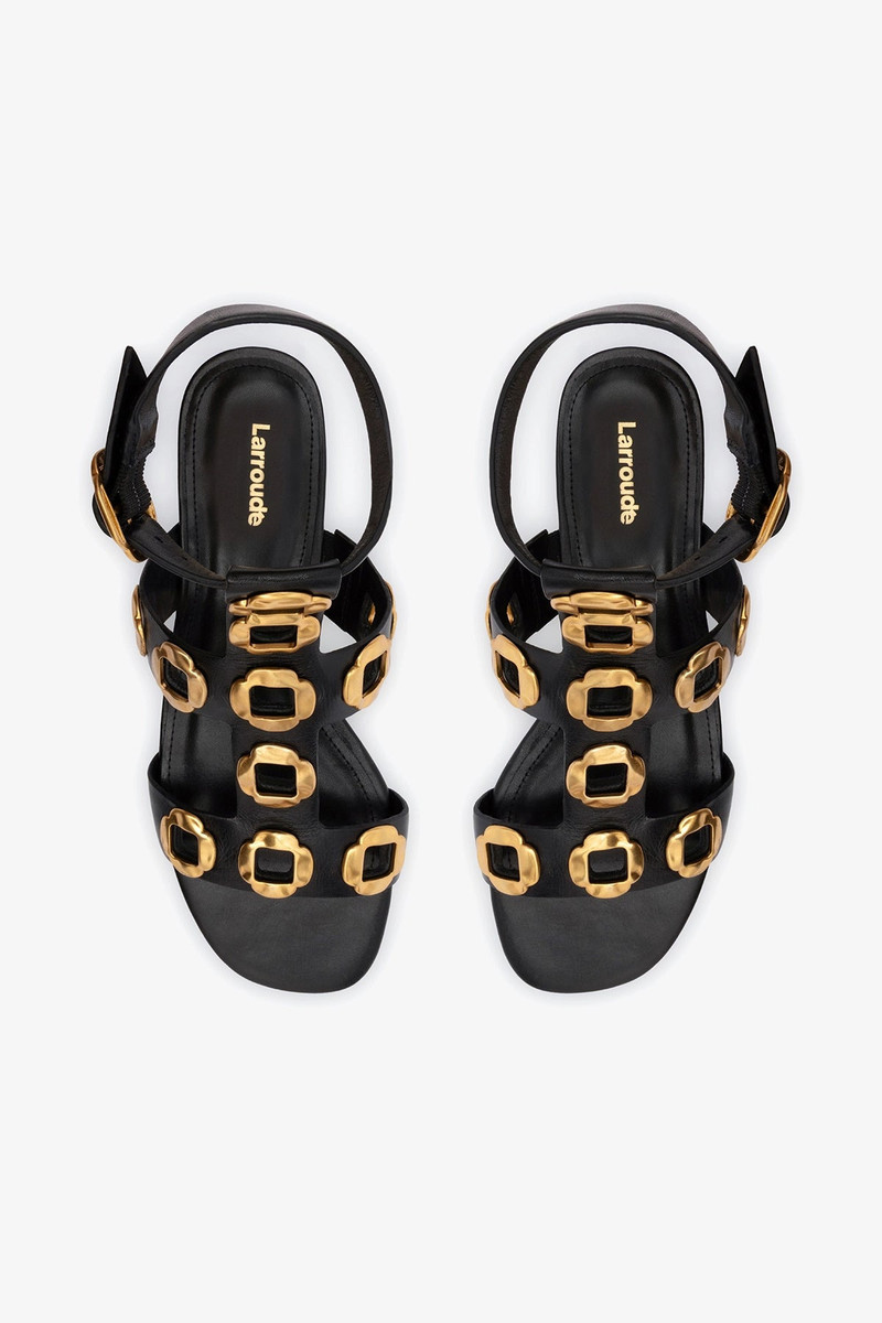 Milan Gladiator Flat In Black Leather 6