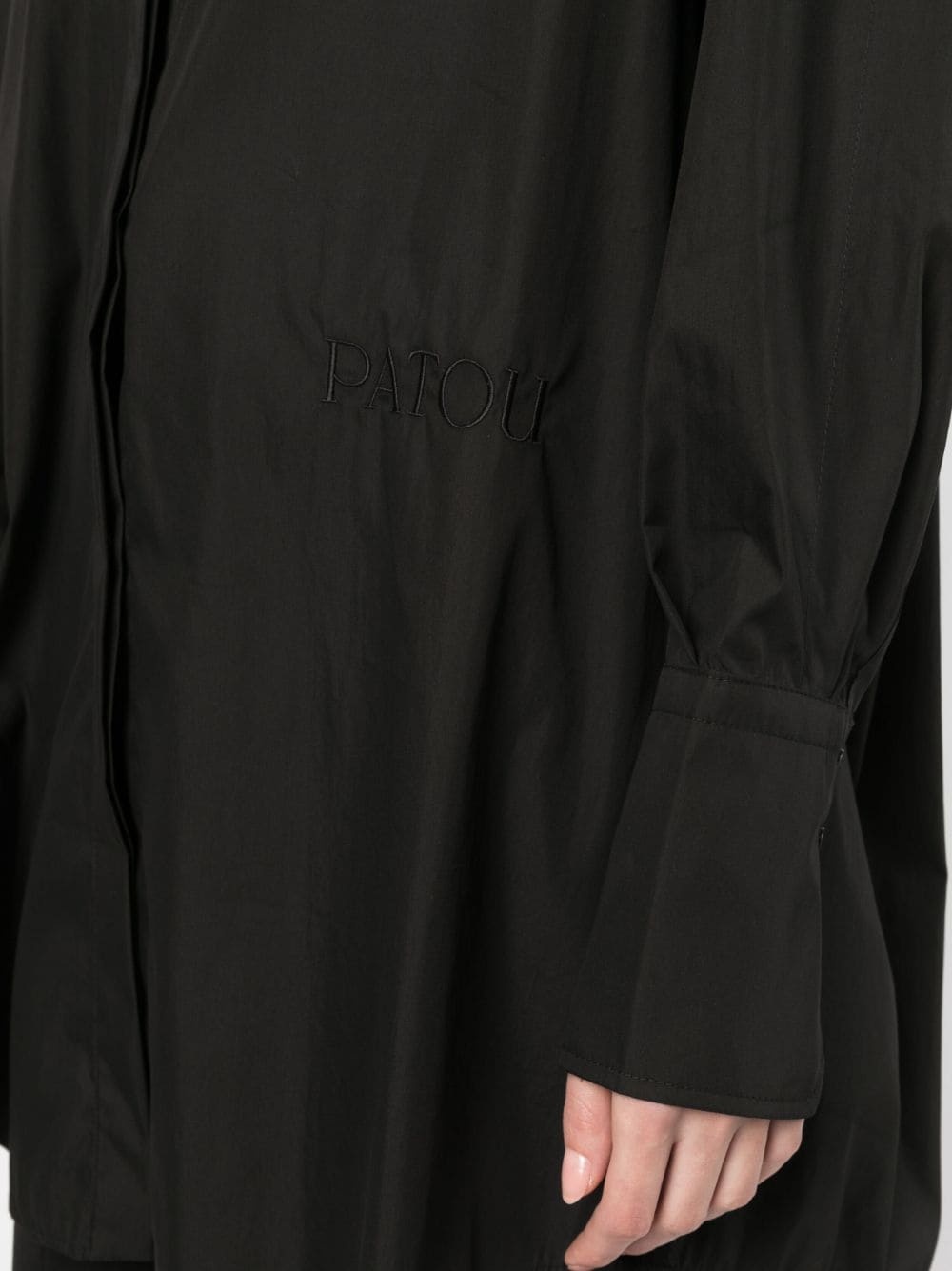 ワンピース PATOU Black Poplin Shirt Dress PATOU embroidered logo shirt dress | REVERSIBLE