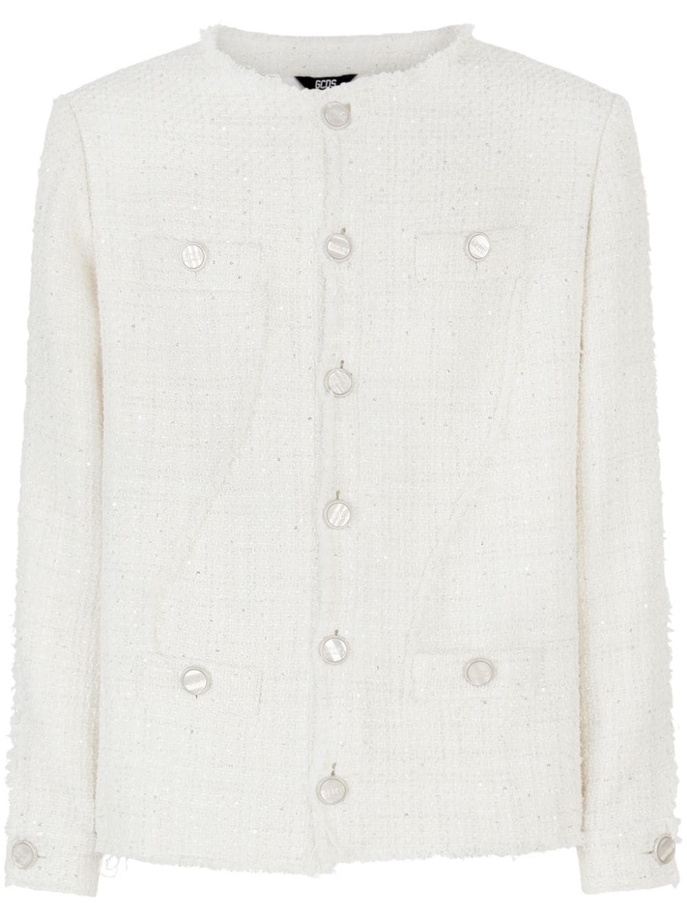 sequin-embellished tweed jacket - 1