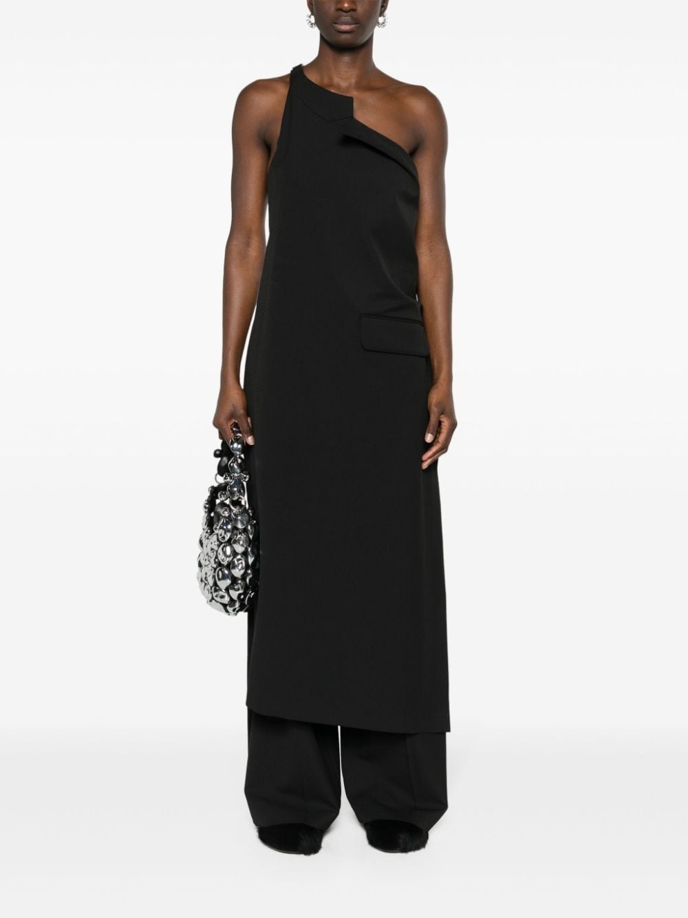 asymmetric-neck twill top - 2