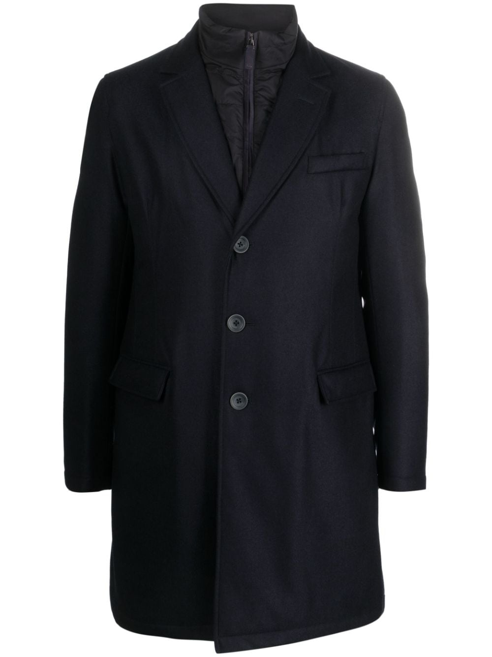 hybrid high-neck single-breasted coat - 1