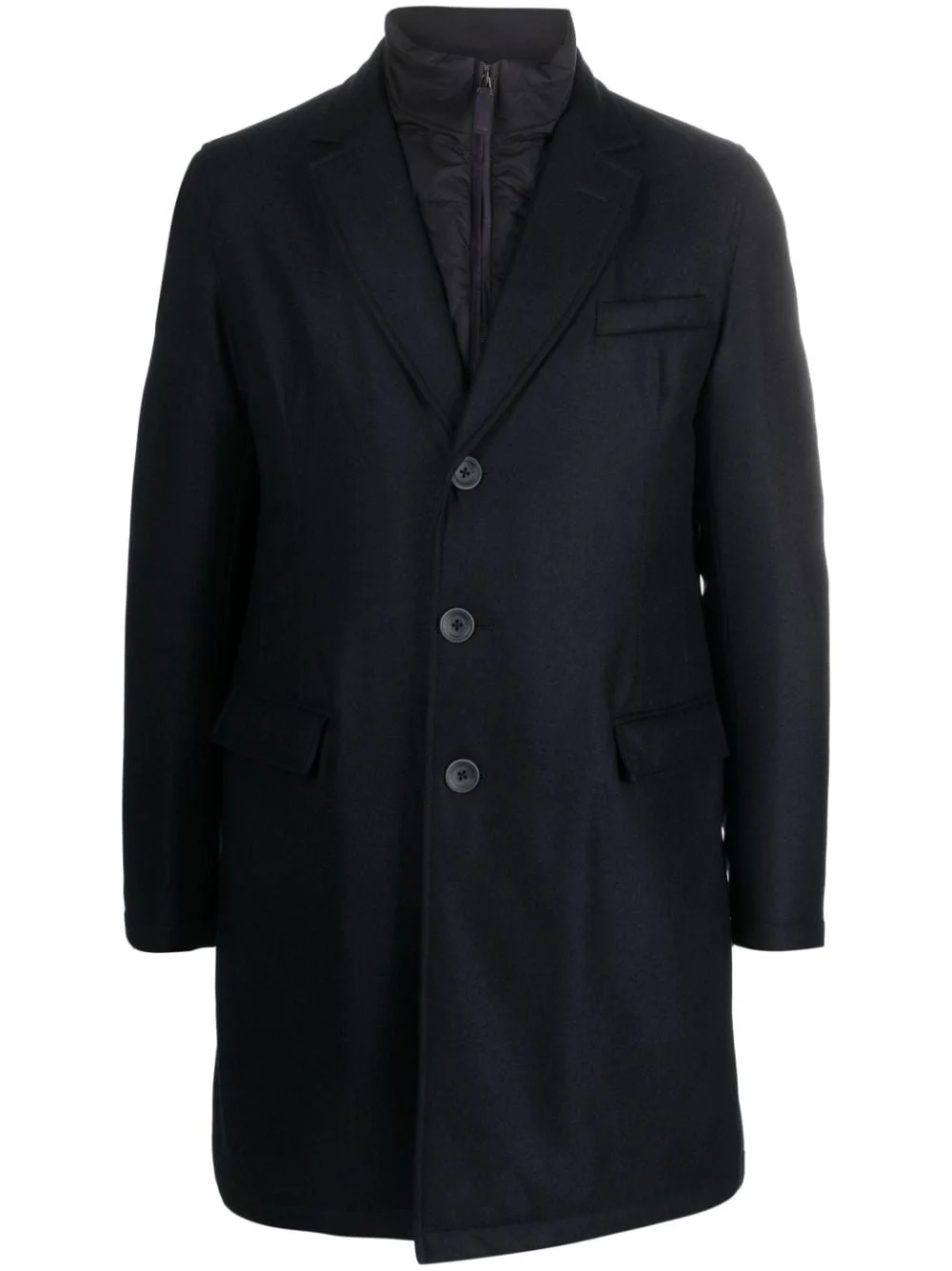 hybrid high-neck single-breasted coat - 1