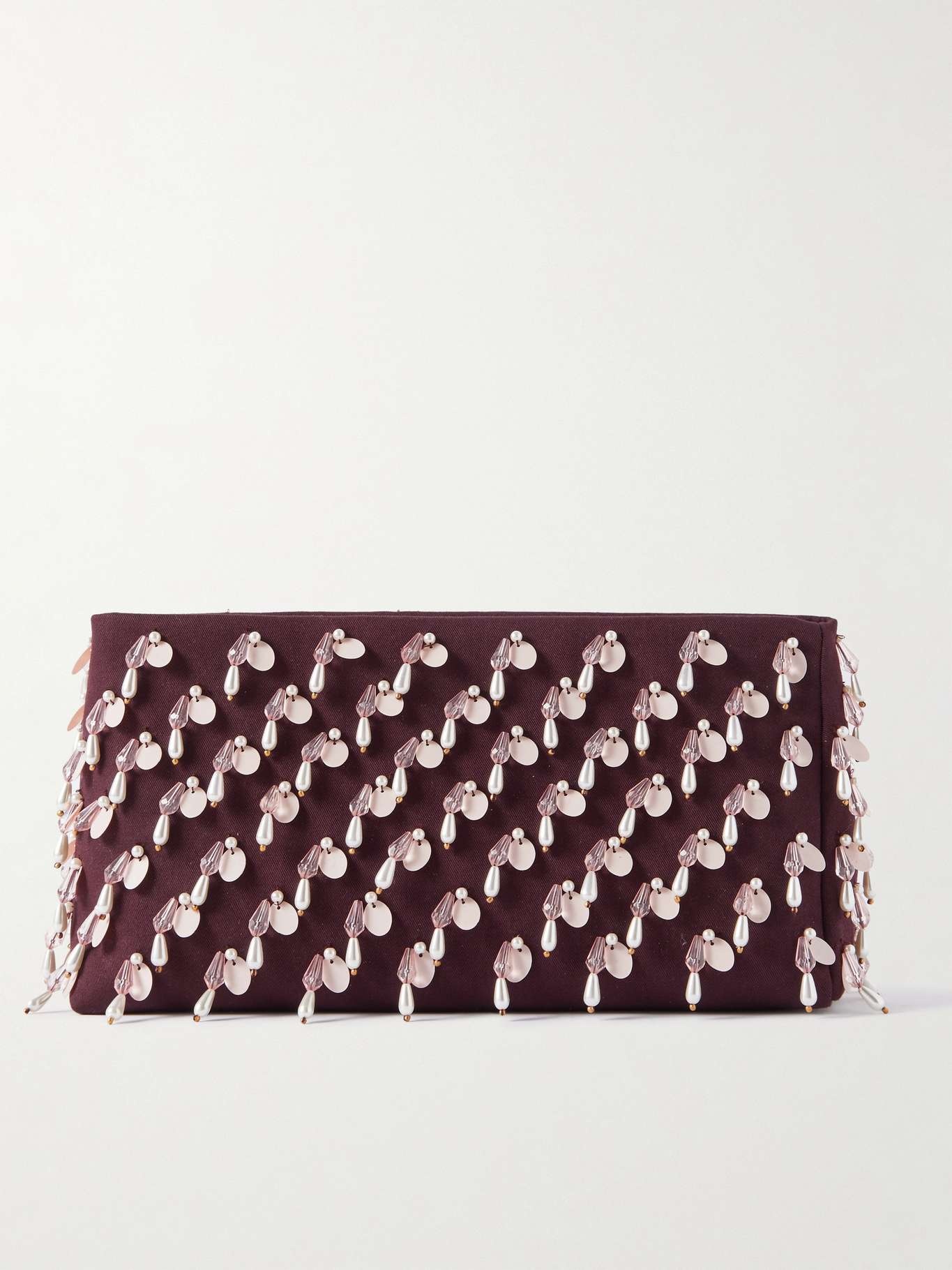 Embellished cotton-gabardine clutch - 1