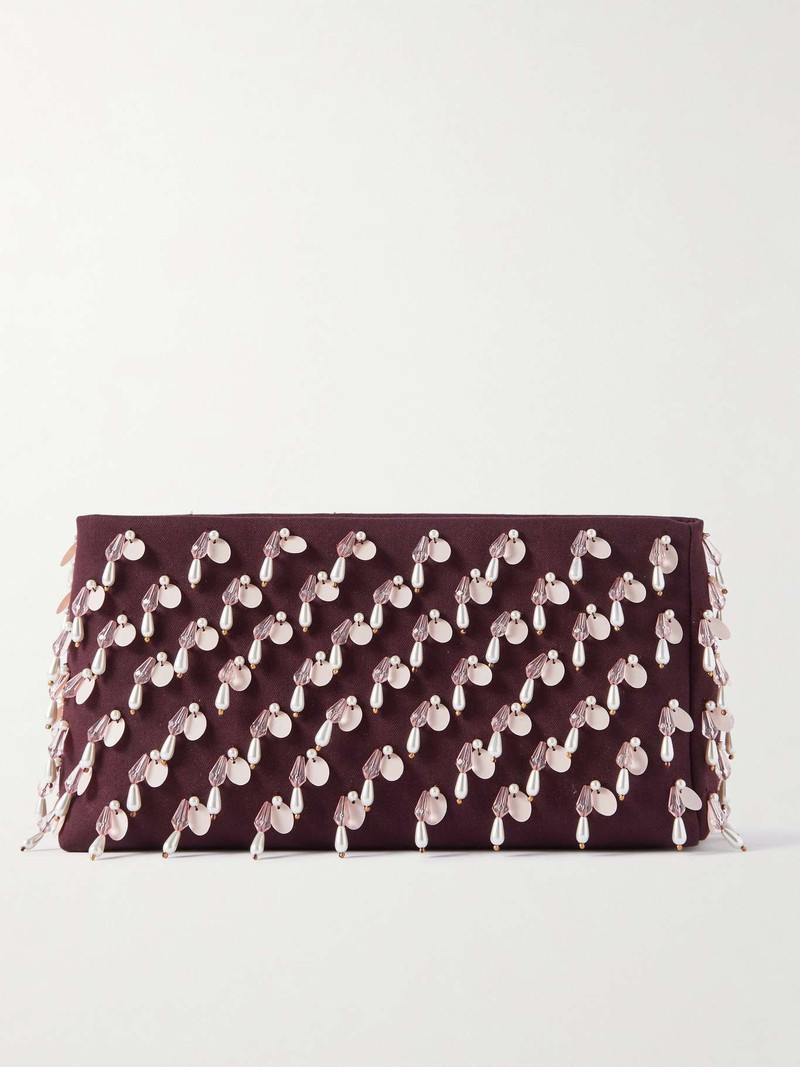 Embellished cotton-gabardine clutch 1