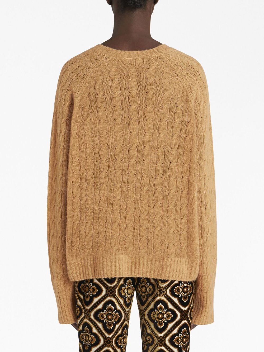 logo-embroidered cable-knit jumper - 3