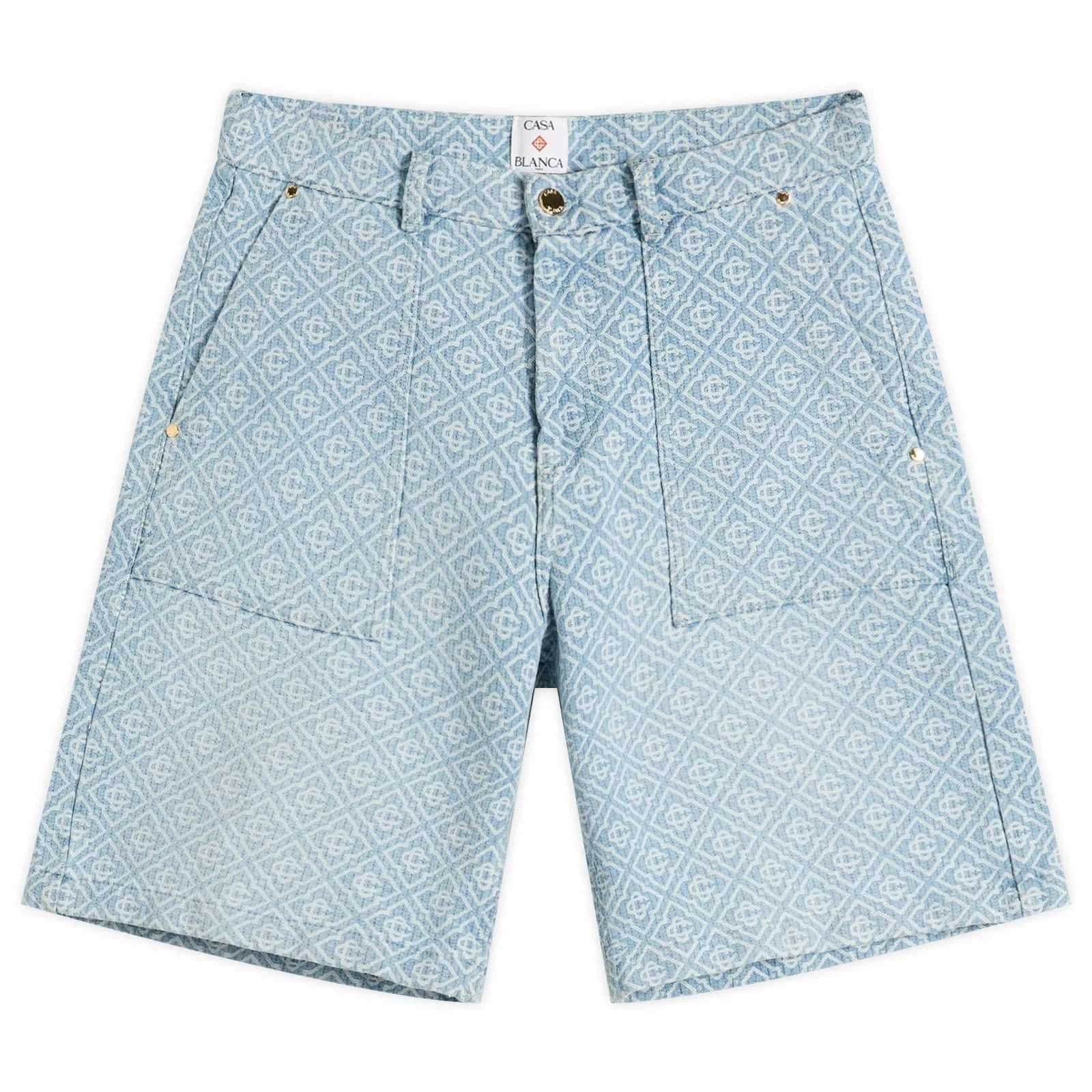 Casablanca Relaxed Monogram Denim Shorts - 1