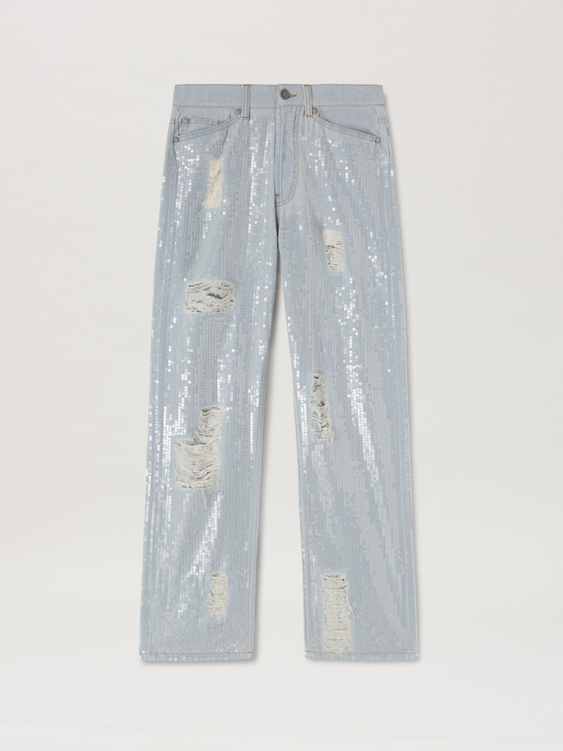 Sequins Destroyed Loose Denim 1