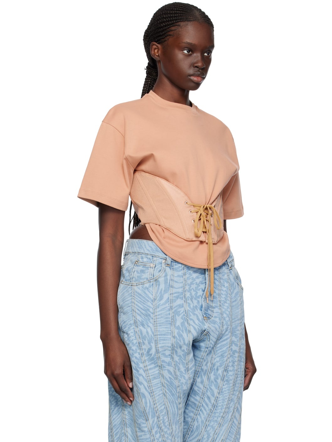 Tan Lace-Up T-Shirt - 2