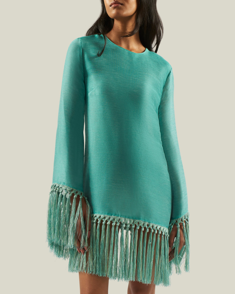 Claudia Dress Linen in Acqua 5
