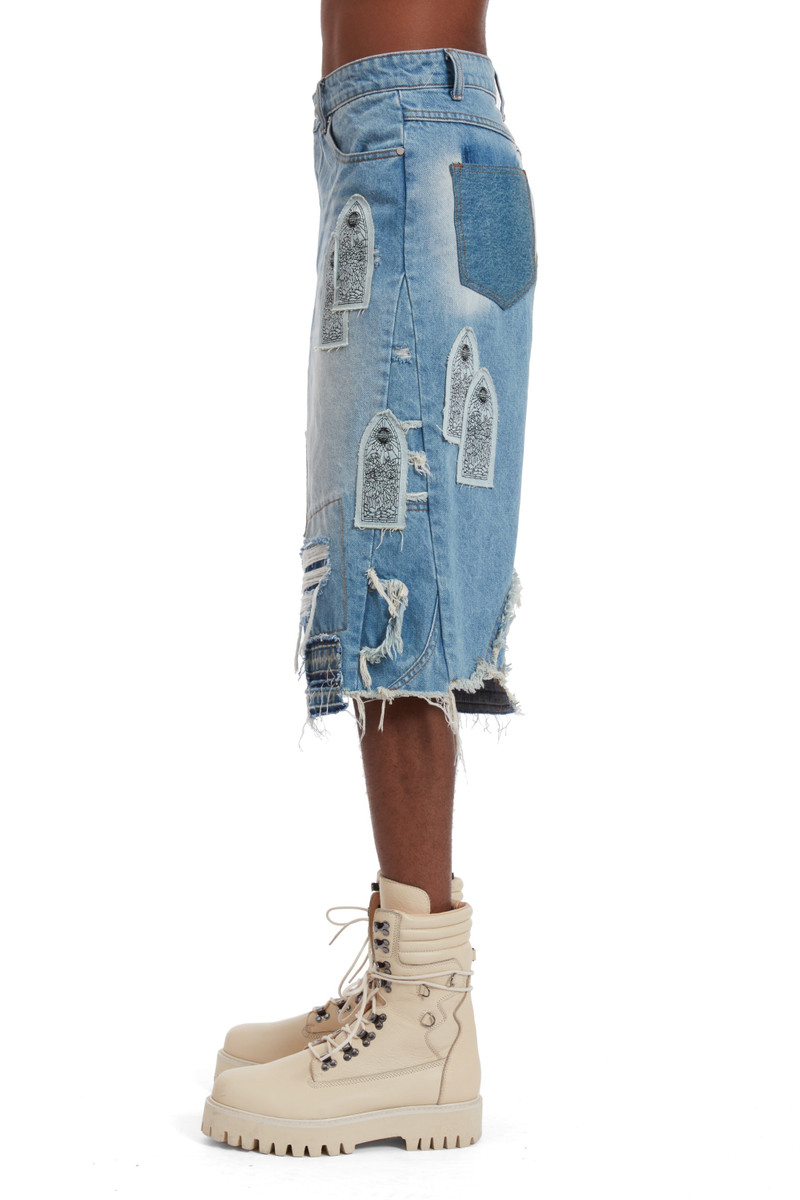 PATCHED ARCH BLOWOUT DENIM SHORT 5