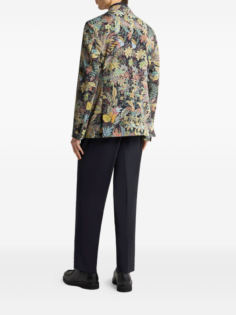 floral-print wool blazer - 3