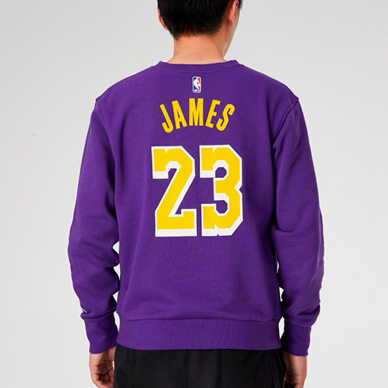 Air Jordan Los Angeles Lakers Fleece Round Neck Long Sleeves Purple CN1052-504 - 4