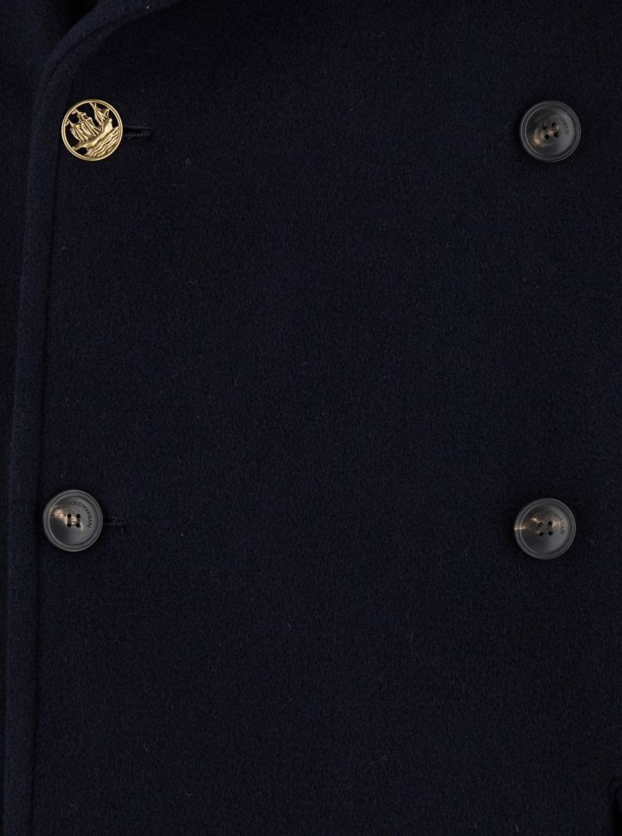 Emporio Armani 'Melton' Long Blue Double-Breasted Coat With Jewel Button In Wool Man - 3