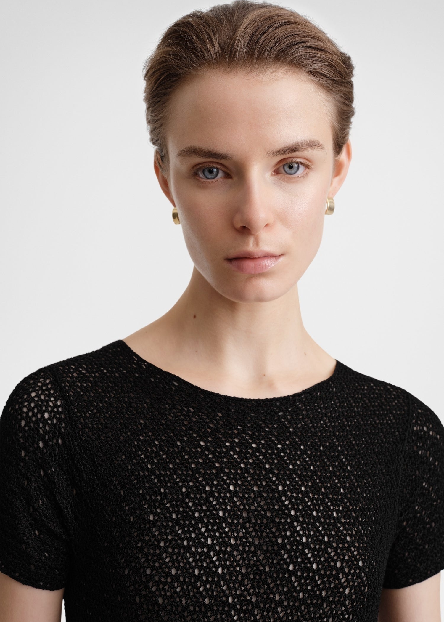 Short-sleeve crochet top black - 5