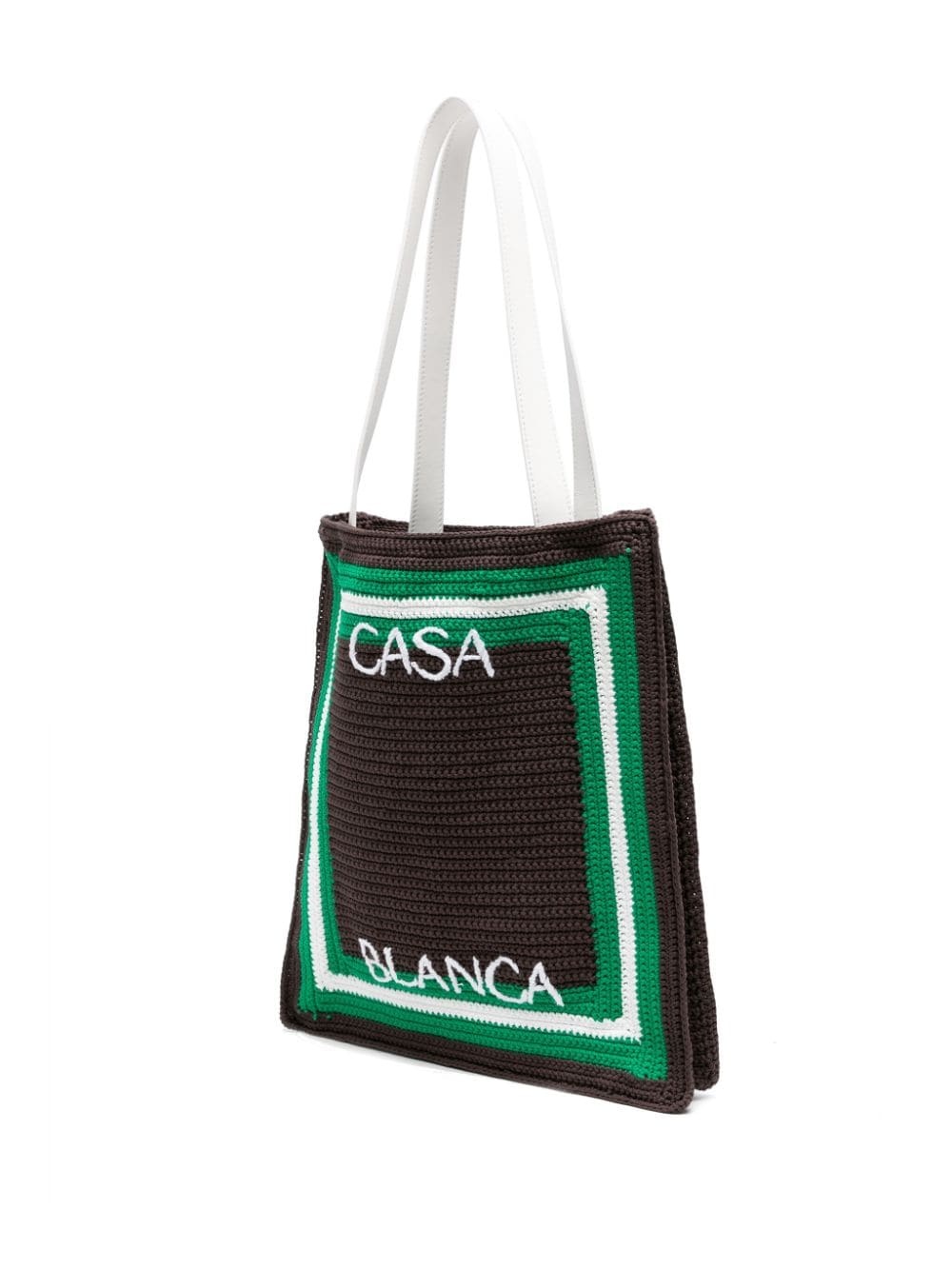 logo-embroidered crochet tote bag - 2