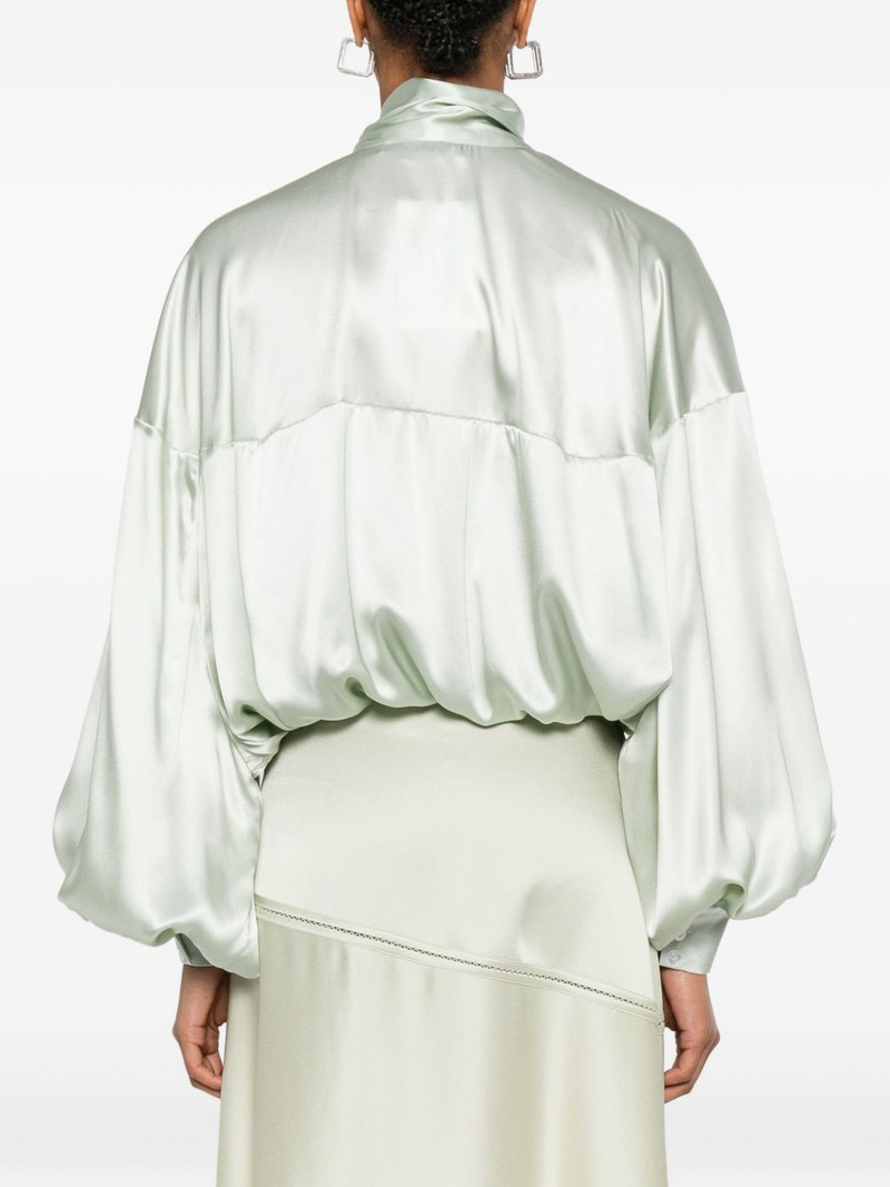 bow-detail balloon-sleeve silk blouse 4
