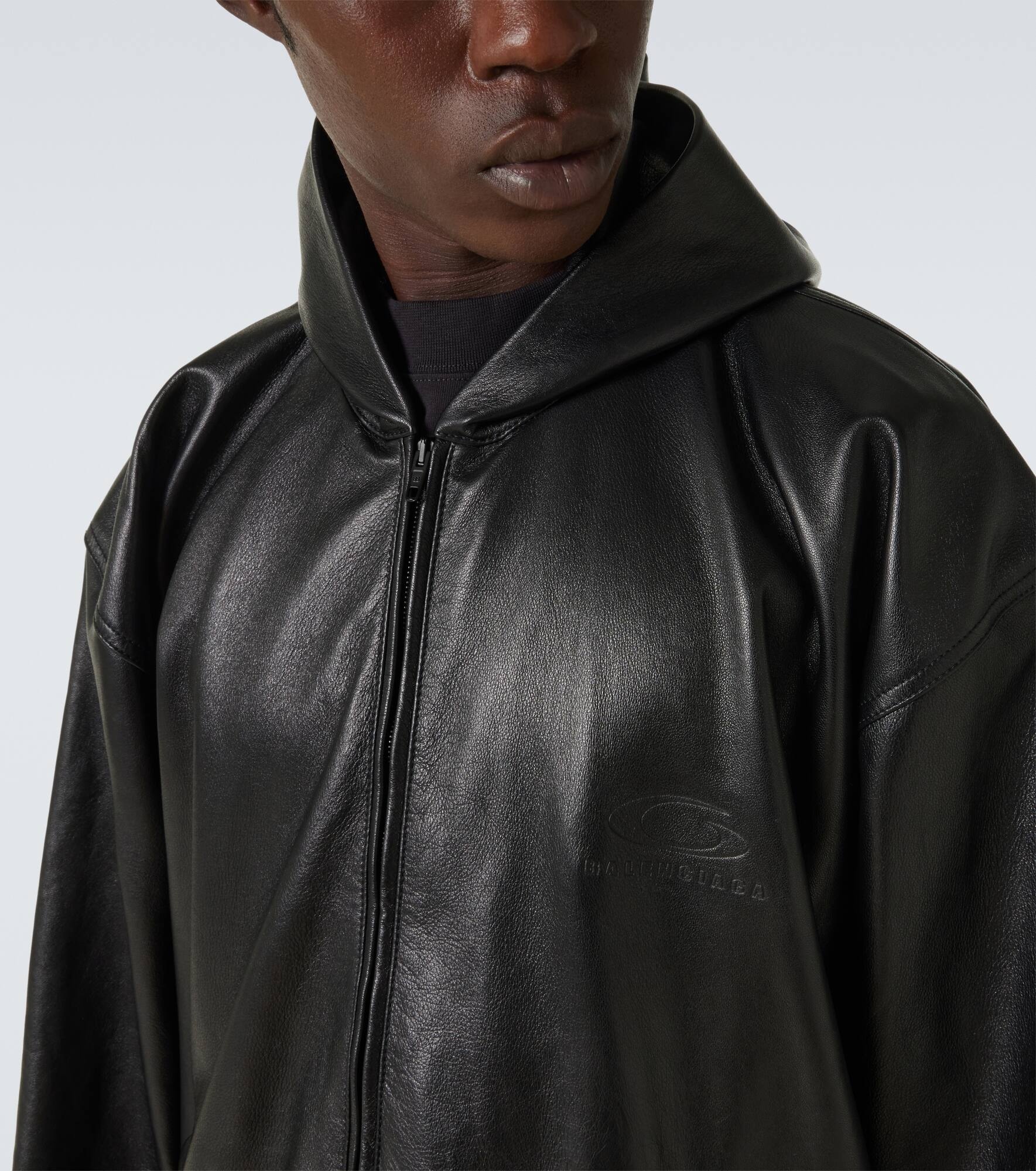 Hooded leather blouson - 6