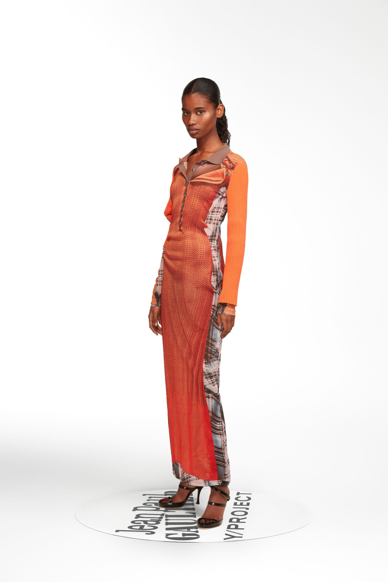 Trompe L'Oeil Ruffle Neck Knit Dress 4