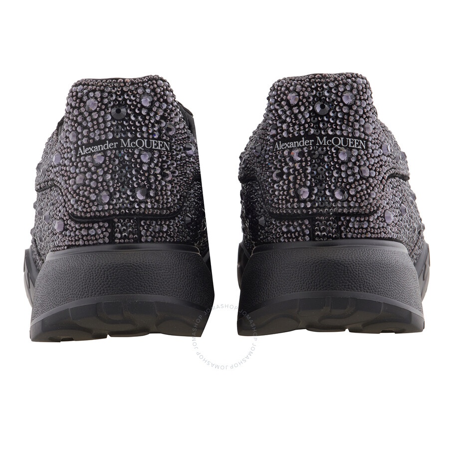 Alexander McQueen Men's Black Rhinestone Embellished Low Top Court Sneakers - 4