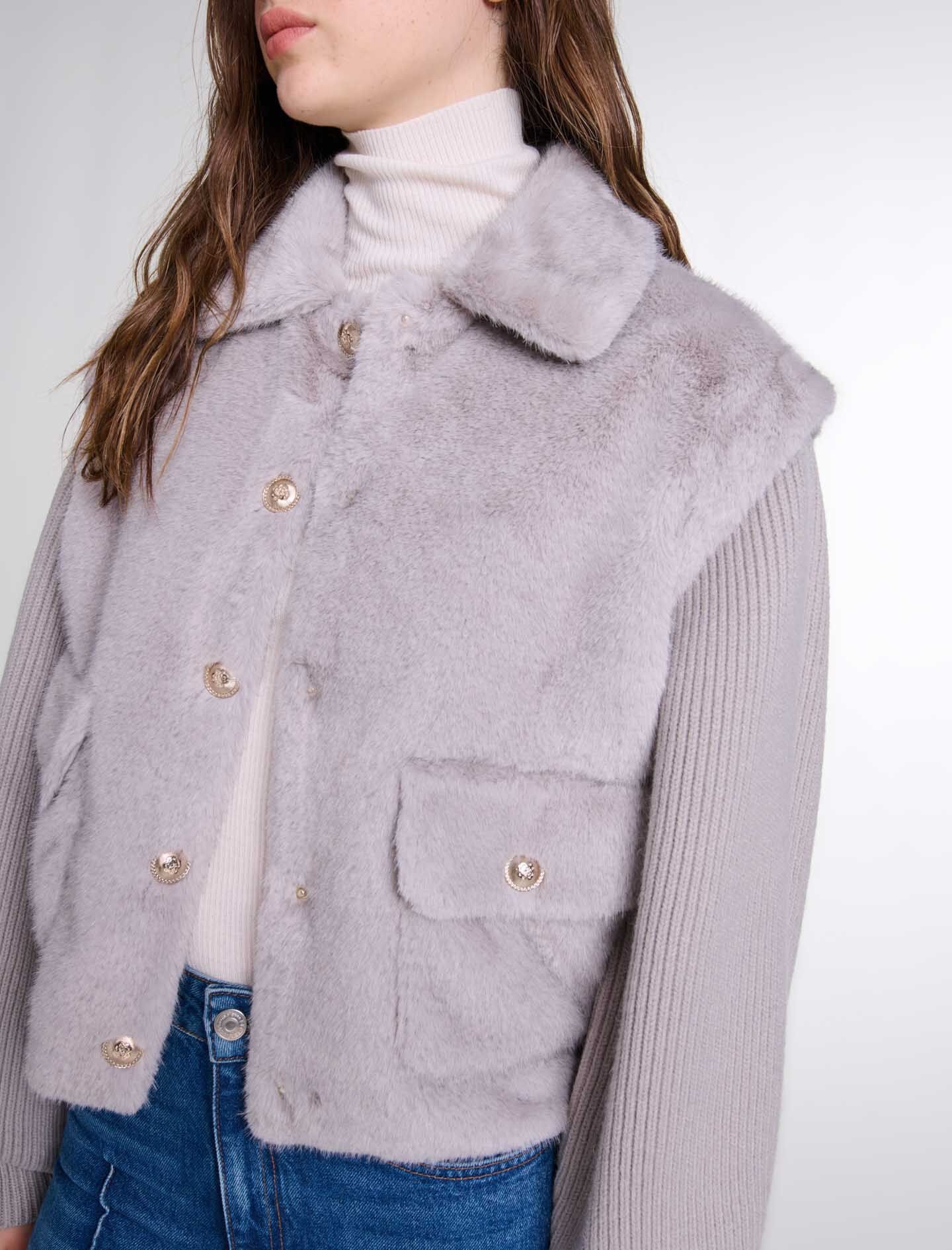 Dual-material faux fur jacket - 9