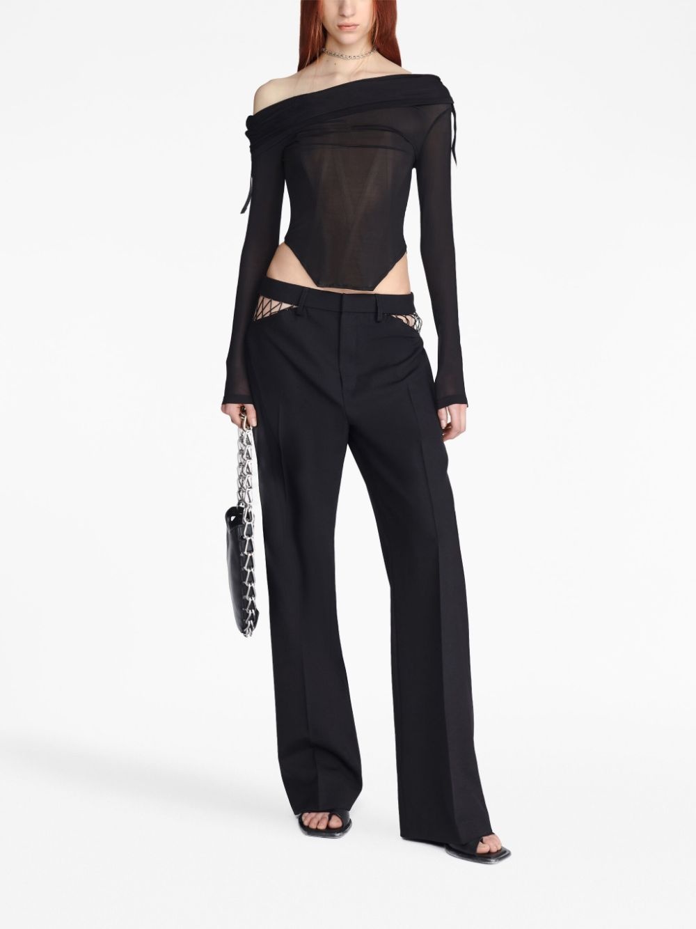 cut-out wool trousers - 3