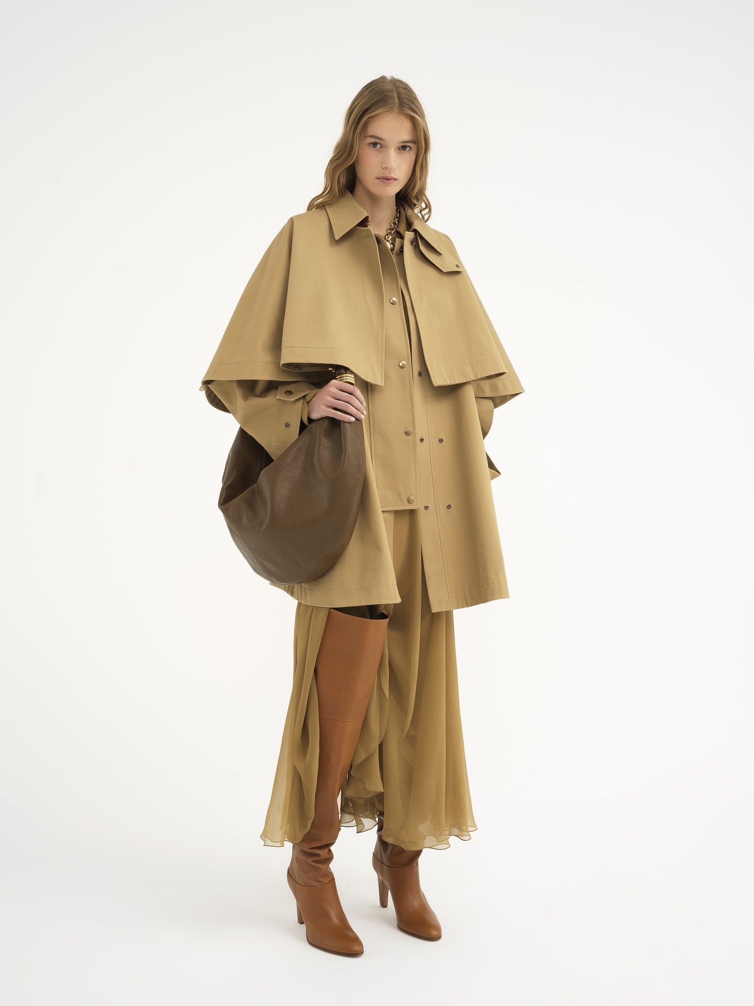 PARKA IN COTTON GABARDINE WITH CAPE - 3