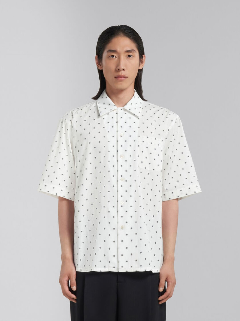 Marni WHITE POPLIN BOWLING SHIRT WITH POLKA DOTS outlook