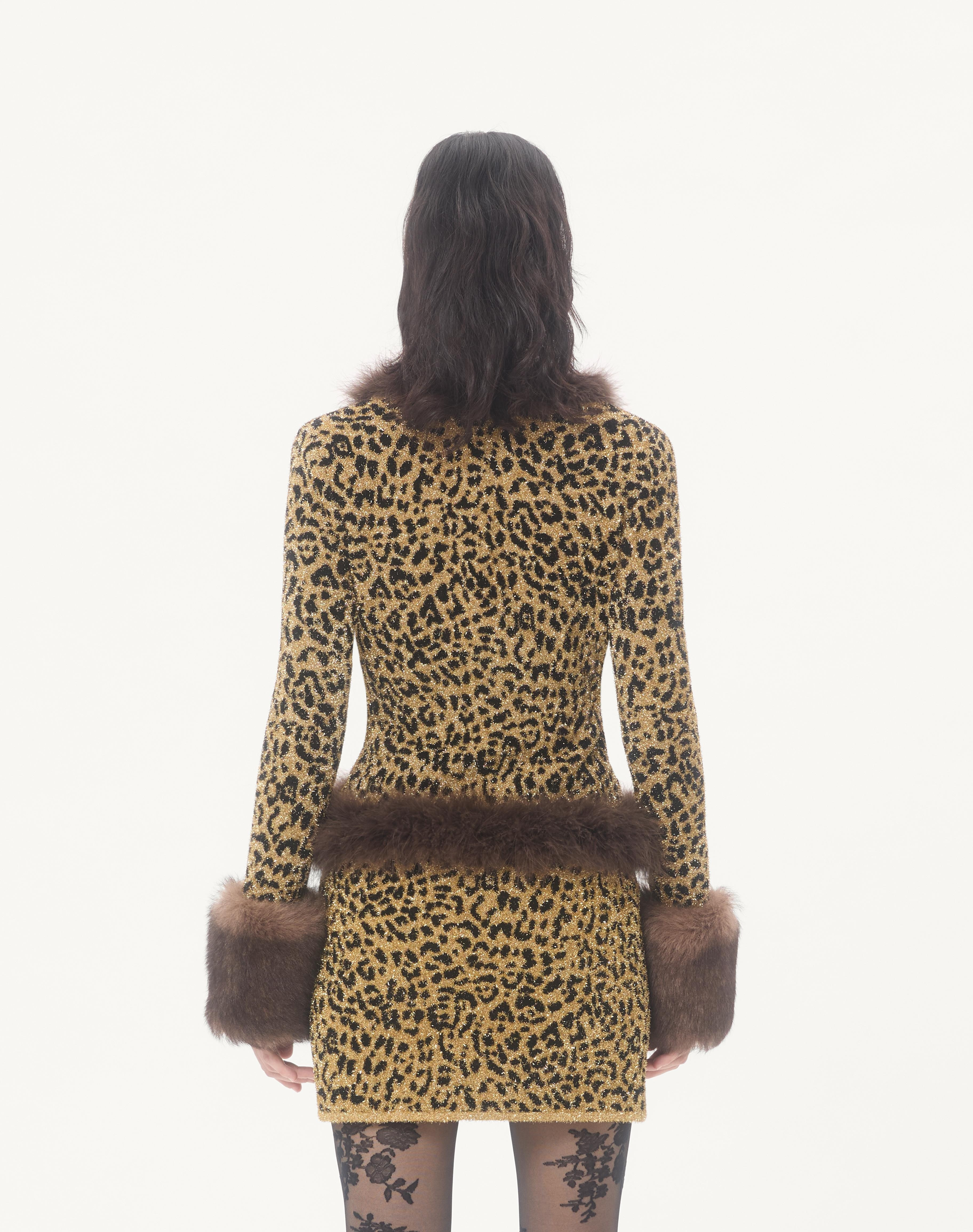 JACQUARD ANIMAL PRINT LUREX KNIT JACKET - 7