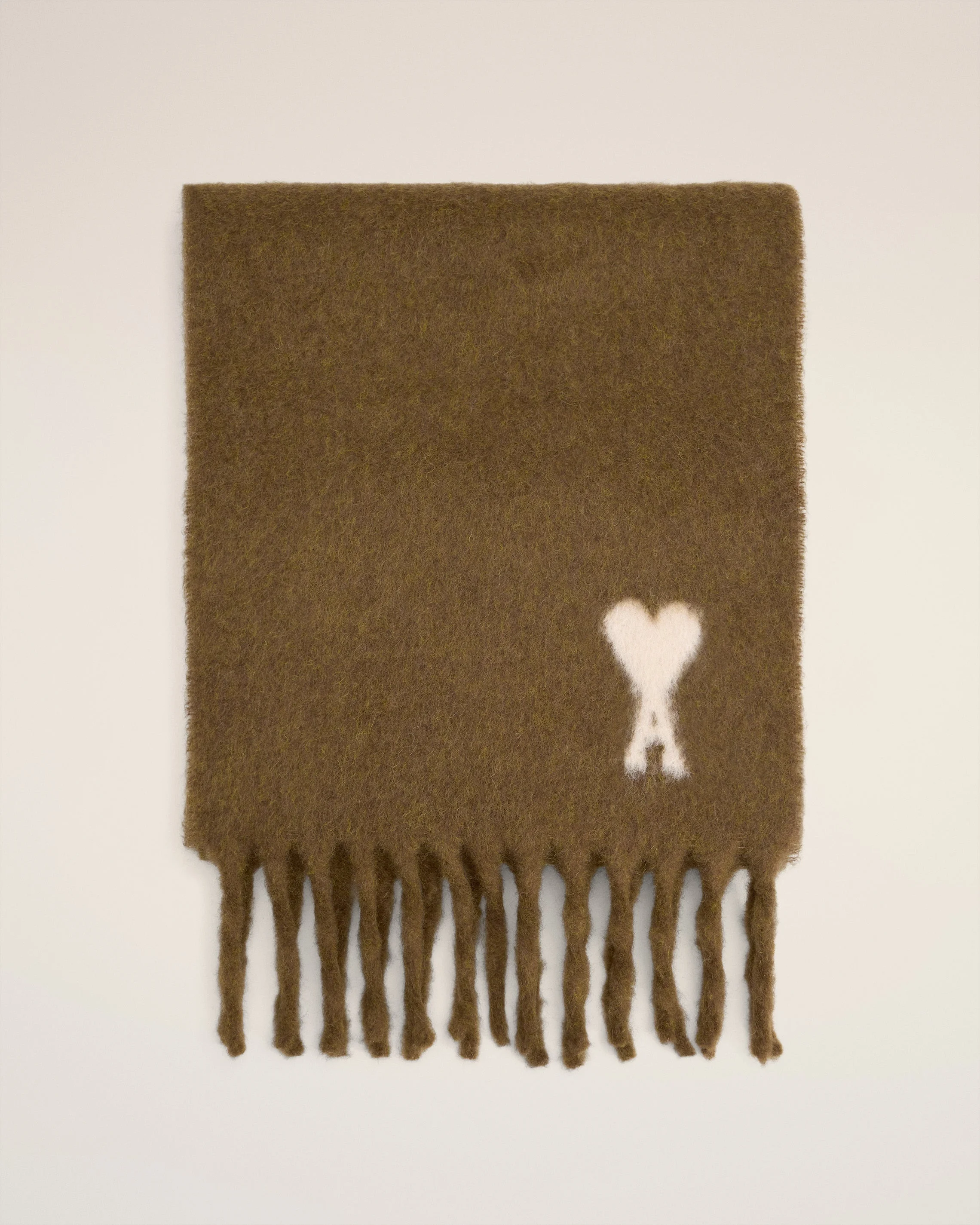 BROWN ALPACA OFF WHITE AMI DE COEUR SCARF - 1