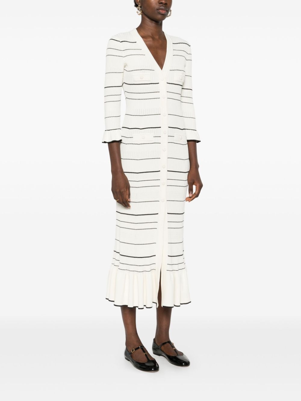 ＊人気＊ SANDRO  ニットとデニム製 ミディ丈ドレス Knit maxi dress with studs black / gray For Women | Sandro Paris