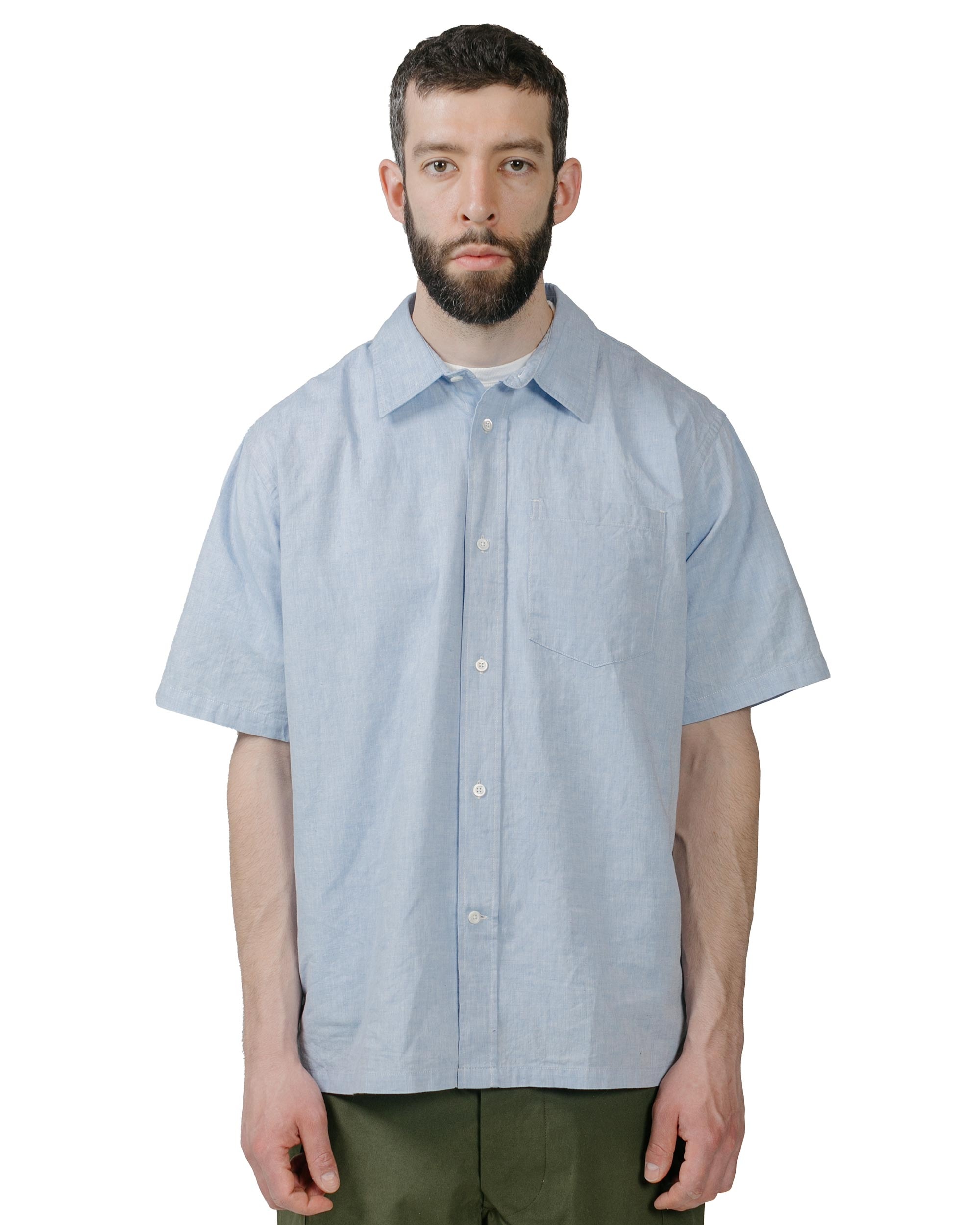 Ivan Relaxed Cotton Linen SS Shirt Pale Blue - 2