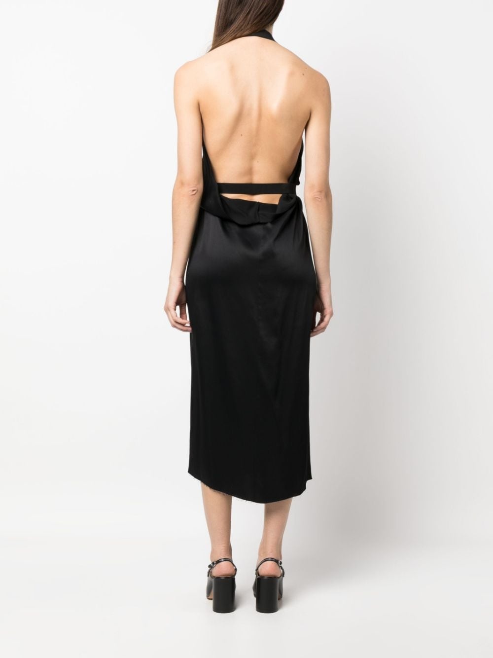 satin halterneck midi dress - 4