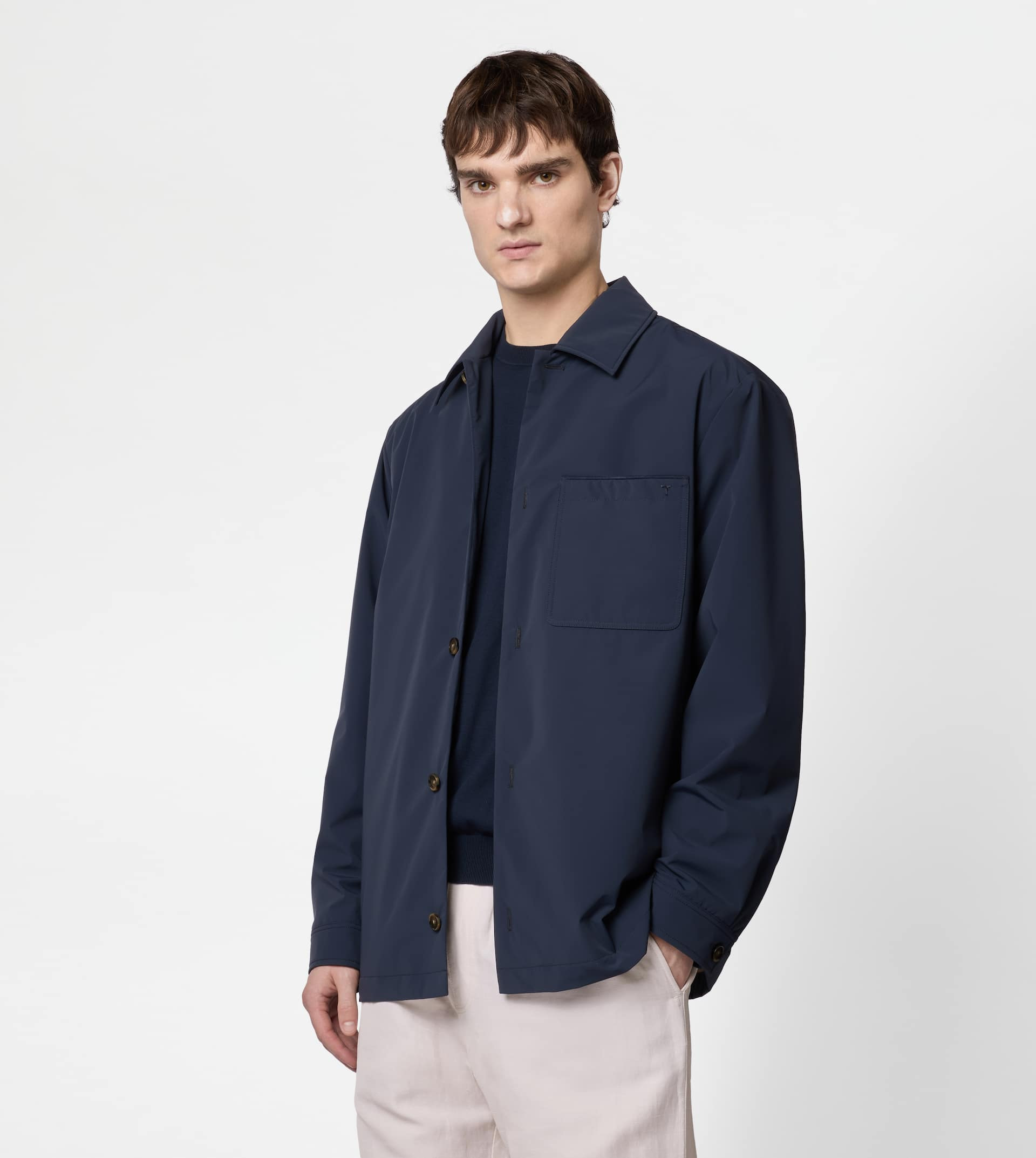 SHIRT JACKET IN TECHNICAL FABRIC - BLUE - 3