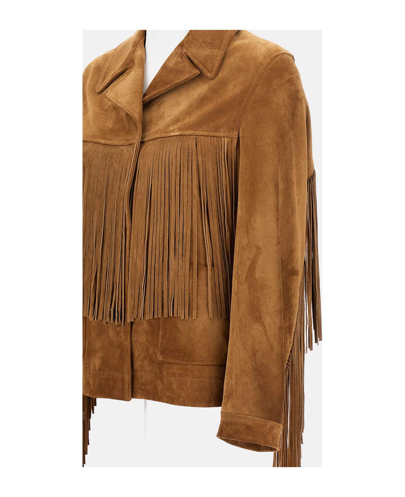 Jacket With Fringes In Waxed Calf Leather - 3