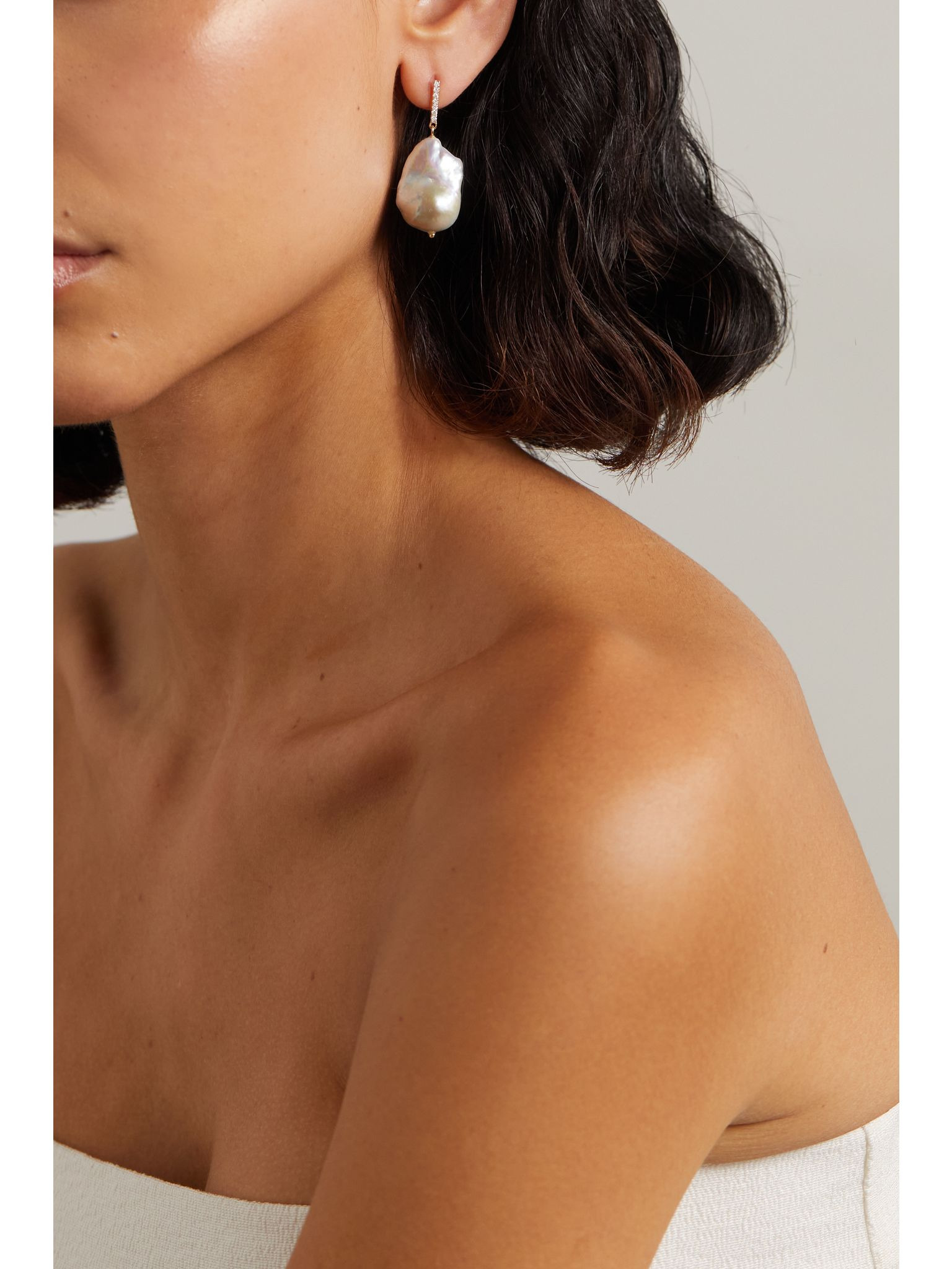 14-karat gold, pearl and diamond earrings Gold - 4