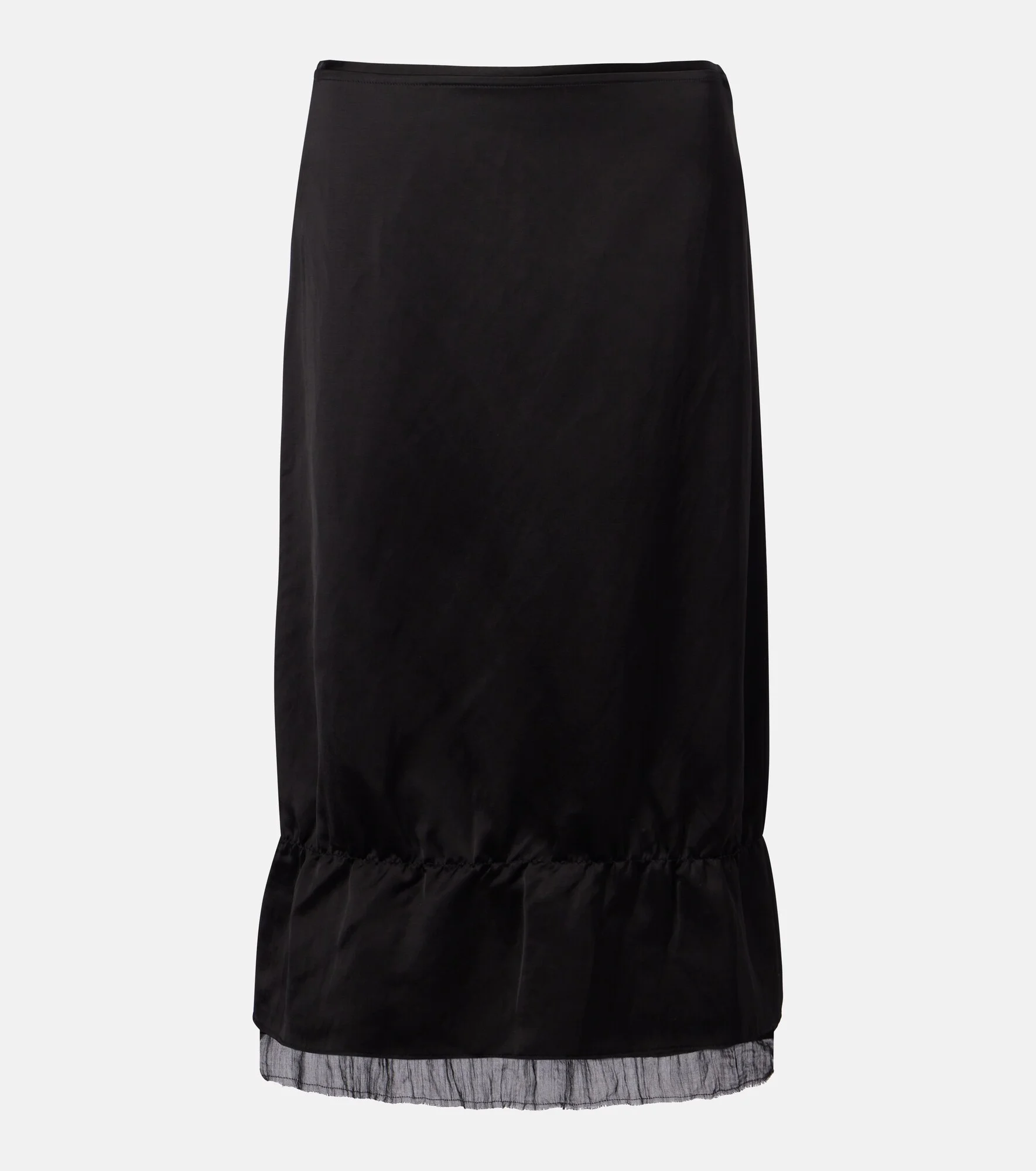 Gauze-trimmed satin midi skirt - 1