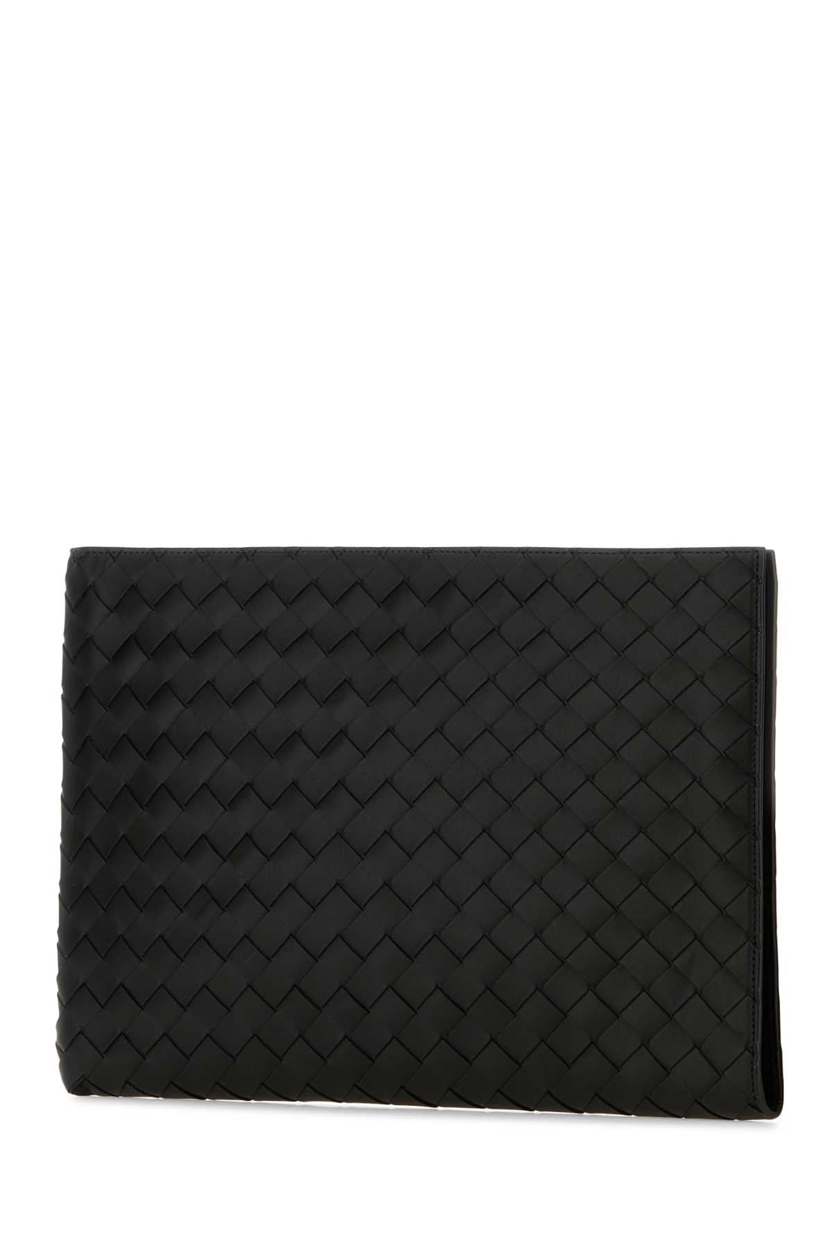 Bottega Veneta Men Black Leather Intrecciato Clutch - 2