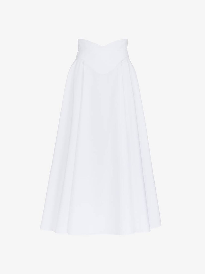 Alexander McQueen Women's Corset Midi Skirt in Optic White outlook