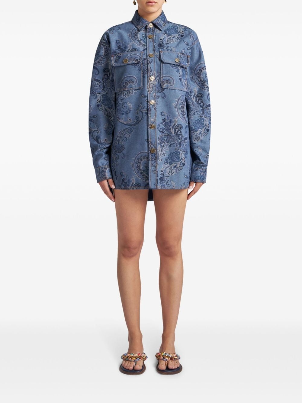 jacquard denim overshirt - 2