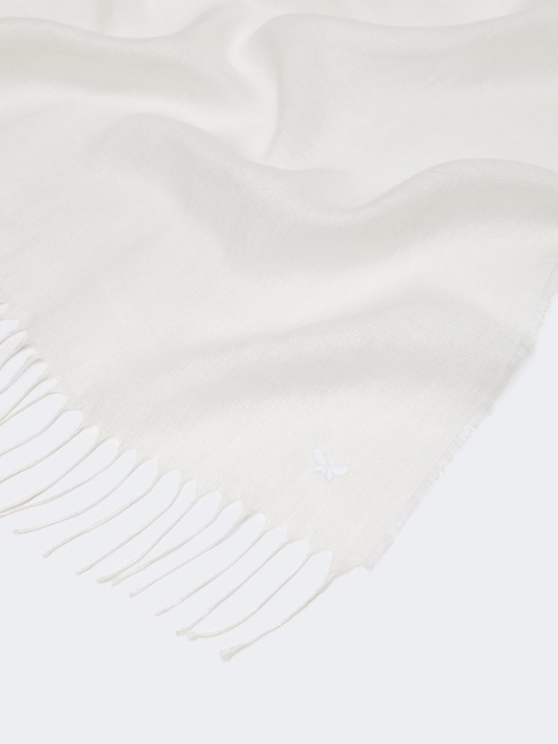 SIONBIO Linen stole with fringes - WHITE 3