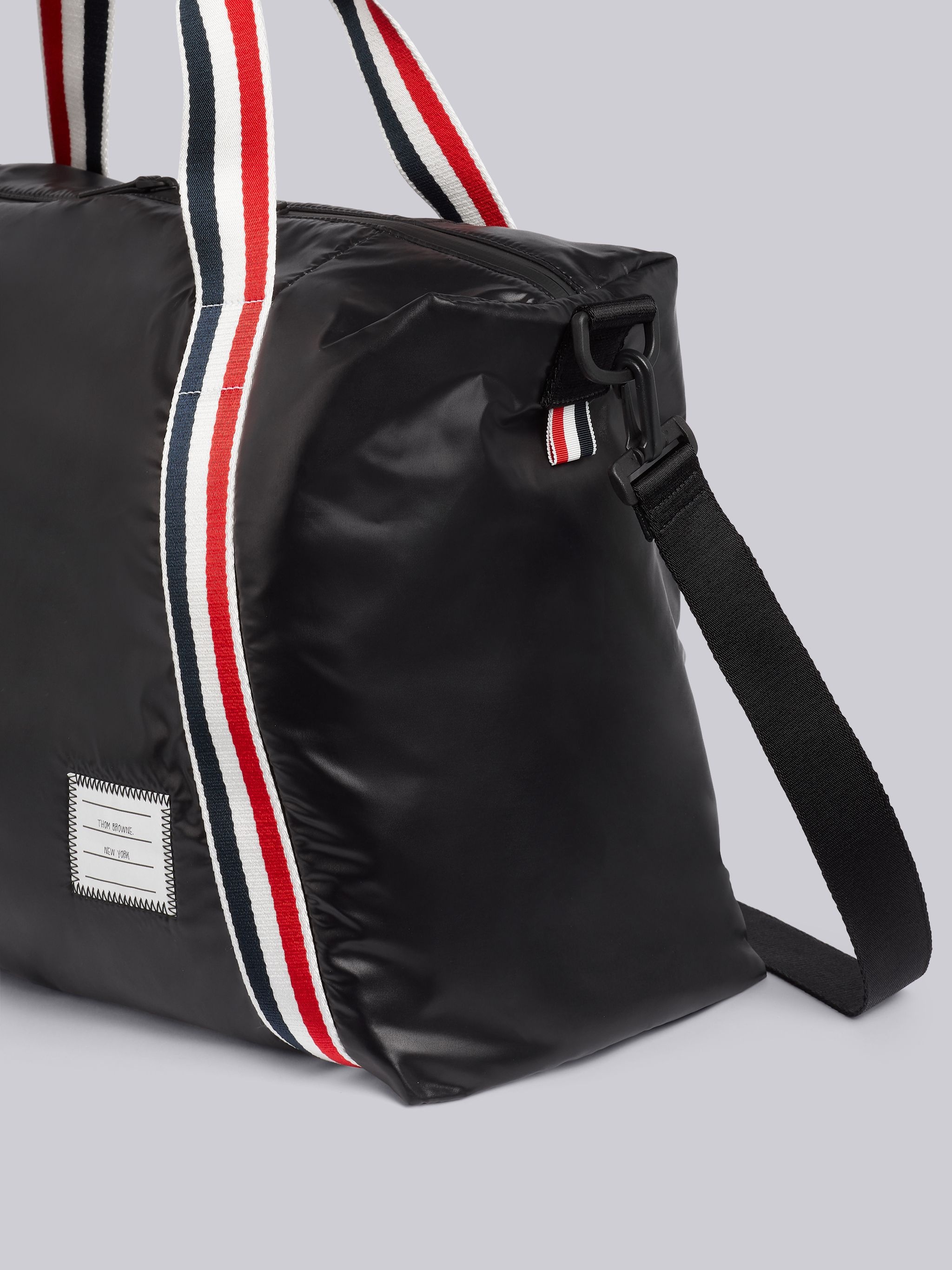 Black Ripstop Tricolor Webbing Crossbody Weekend Bag - 3