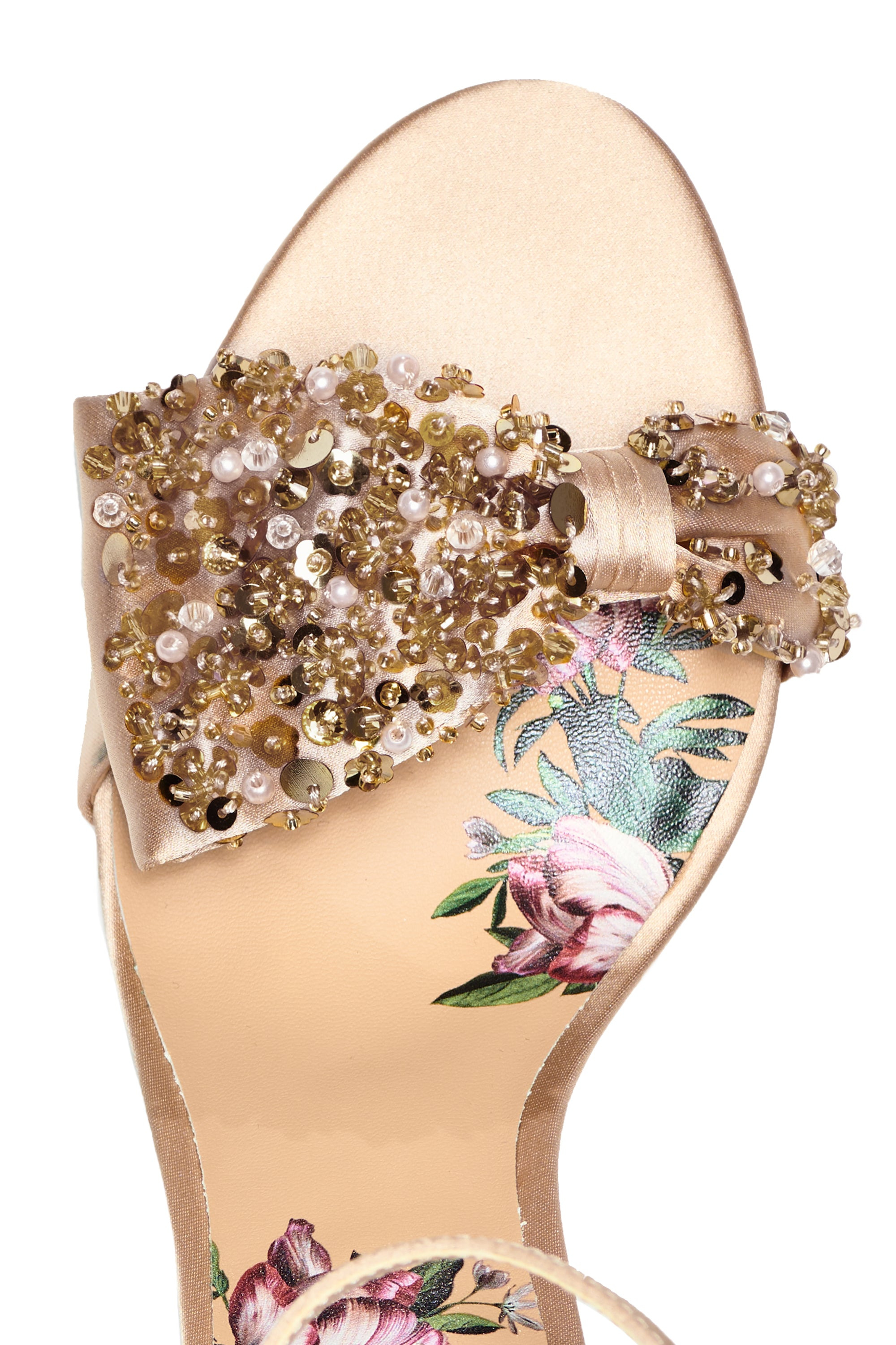 Chelsea Embellished Obi-Bow Open Toe - Champagne - 3