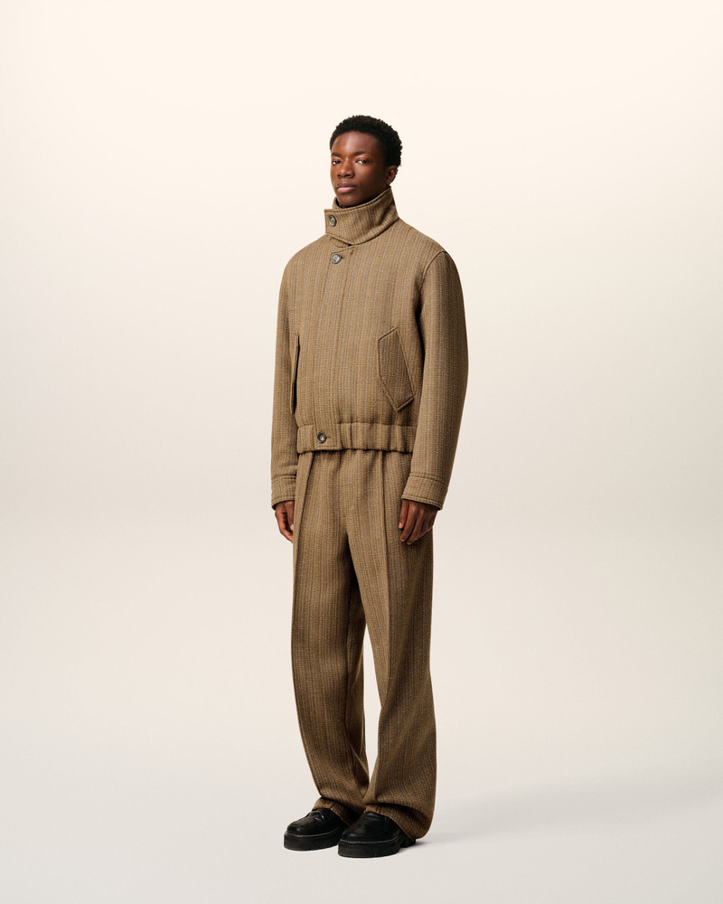 BROWN WOOL HERRINGBONE HARRINGTON JACKET 6