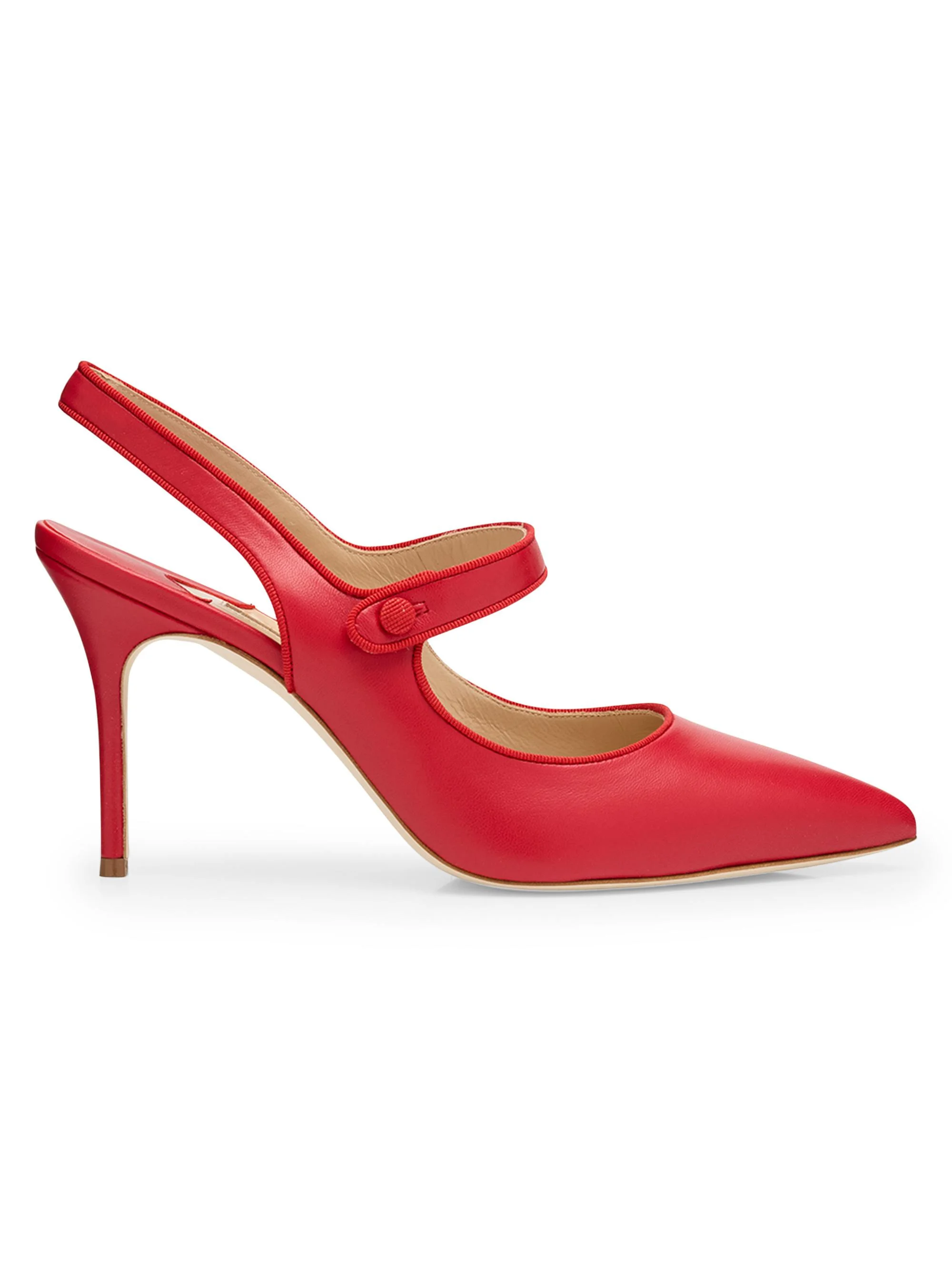 Women's Camparisli 90MM Leather Mary Jane Pumps - Red - 1