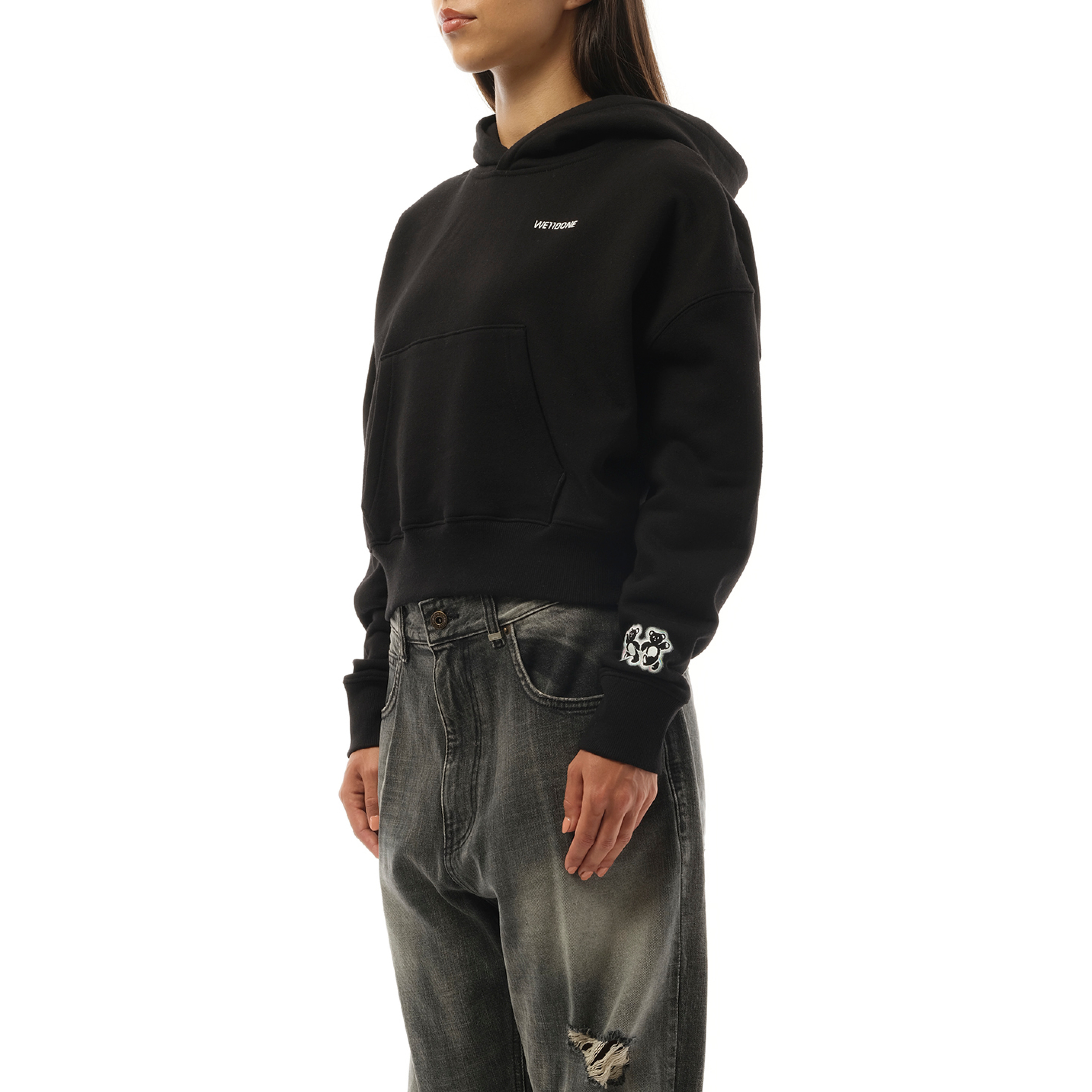 Oversized Teddy Bear Hoodie in Black - 5