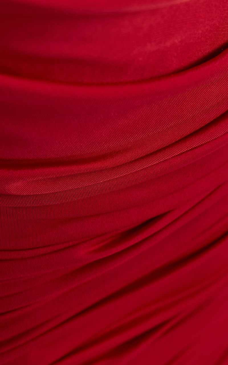 SIEDRÉS Exclusive Alina Ruched Jersey Maxi Dress red outlook