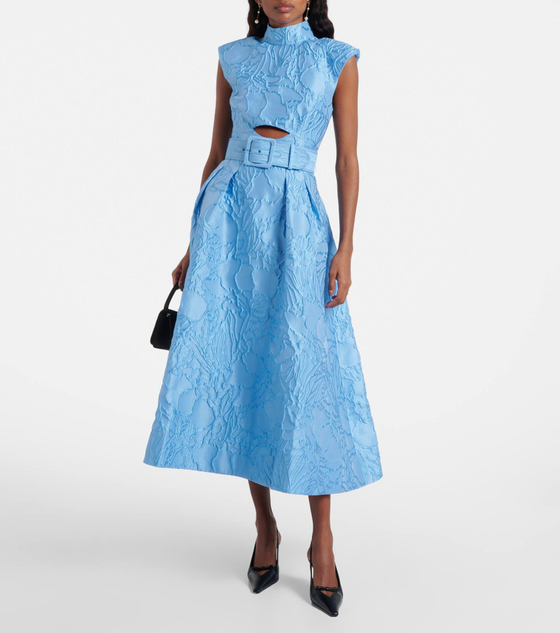 REBECCA VALLANCE Aegir belted jacquard midi dress outlook