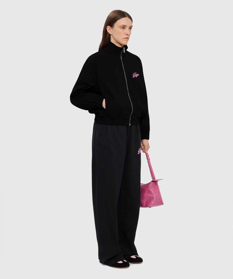 Black double pique cotton sweatshirt with italic MSGM embroidery on the chest 4